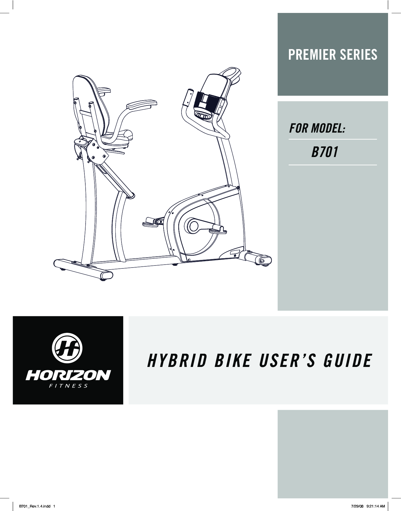 Horizon Fitness B701 User Manual