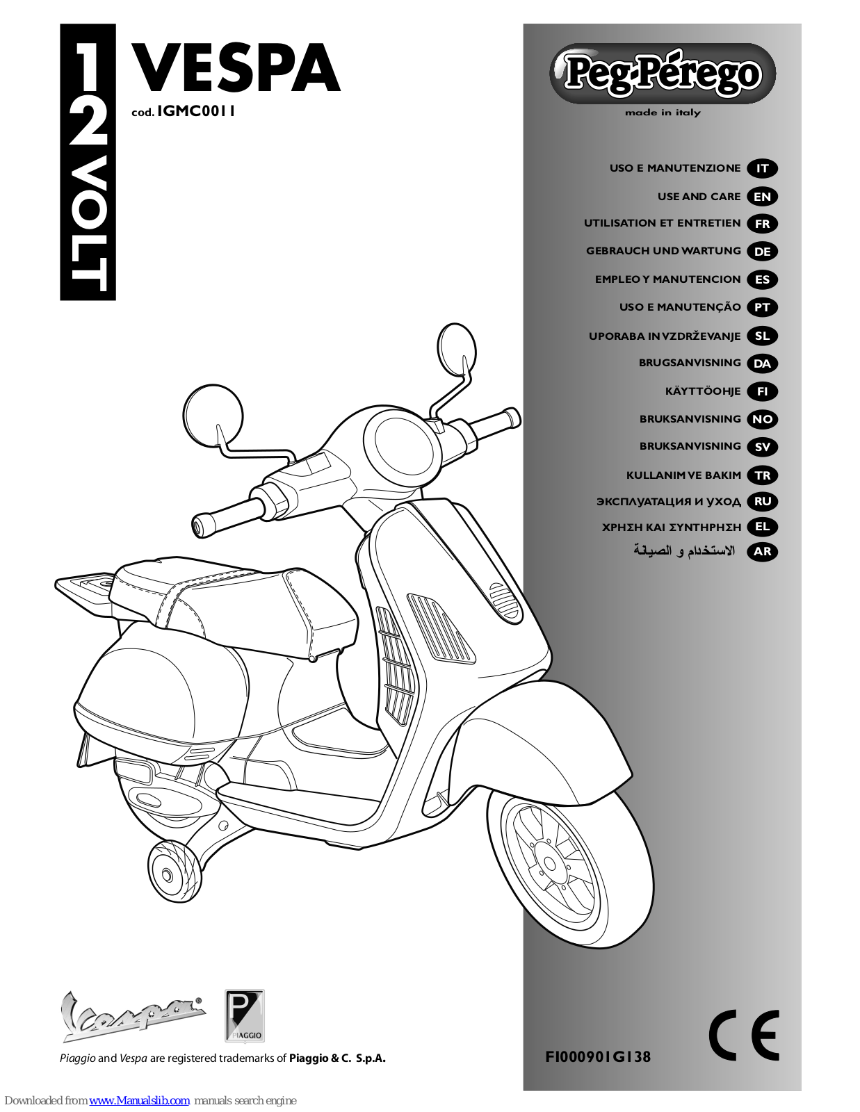 Peg-Perego VespaIGMC0011 Use And Care Manual