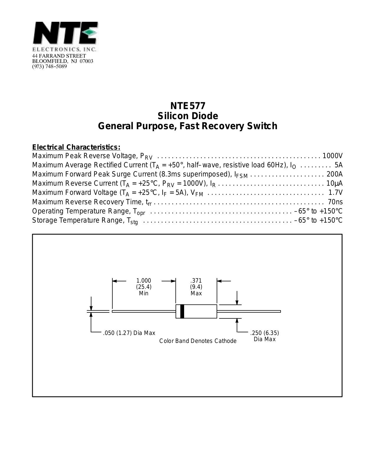 Datasheet NTE577 Datasheet (NTE) - ManualMachine.com