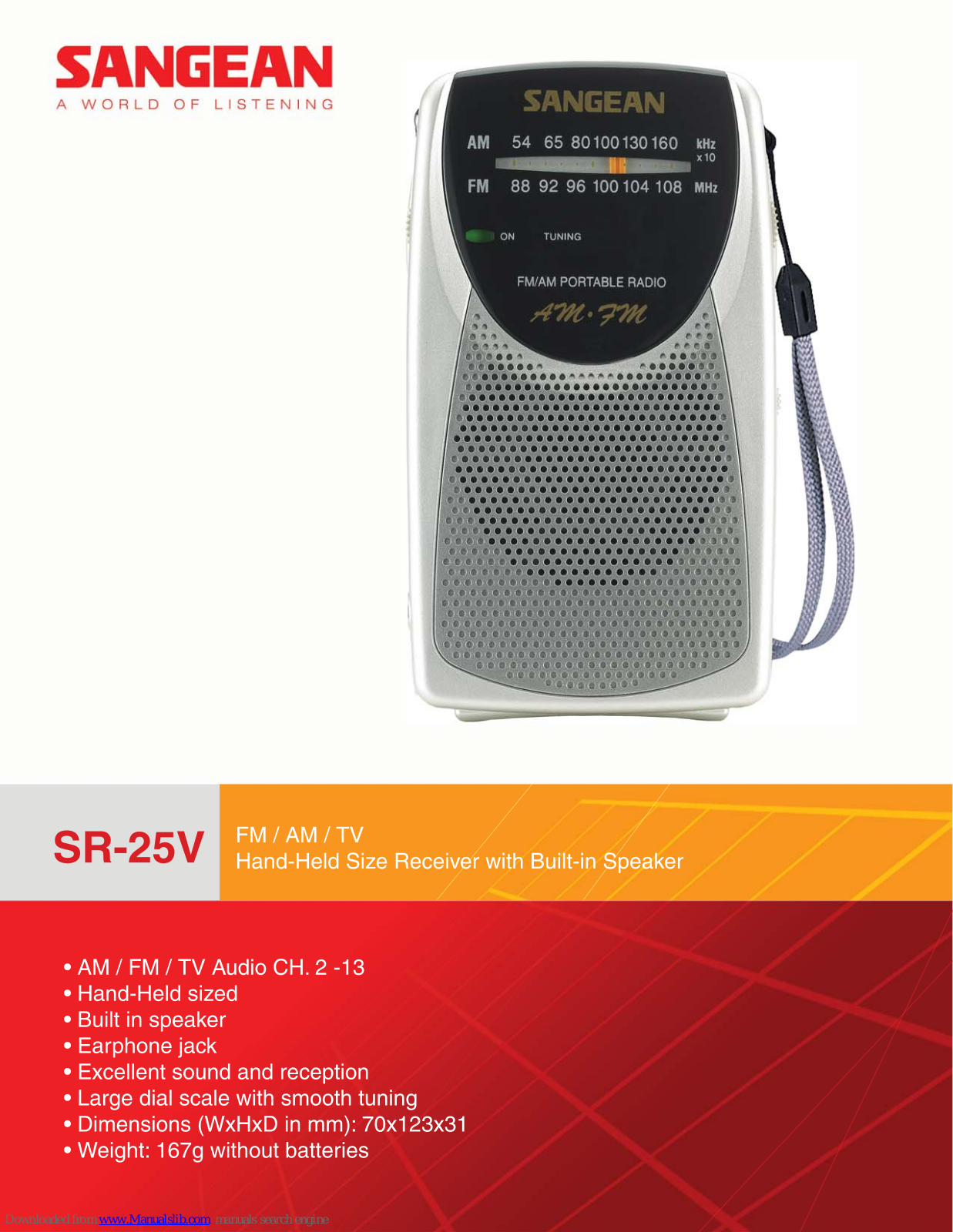 Sangean SR25V SR25V, SR-25V Brochure