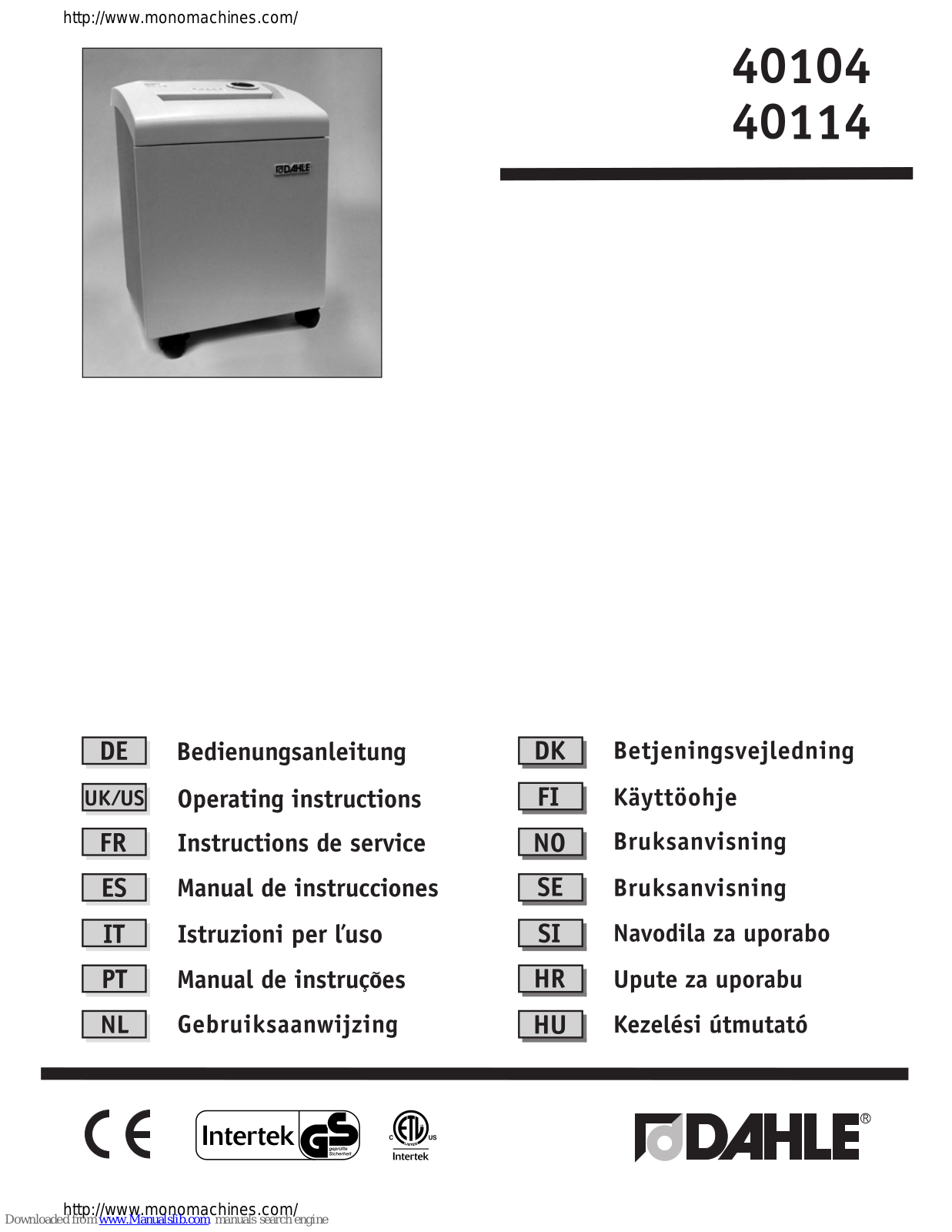 Dahle 40104, 40114 Operating Instructions Manual