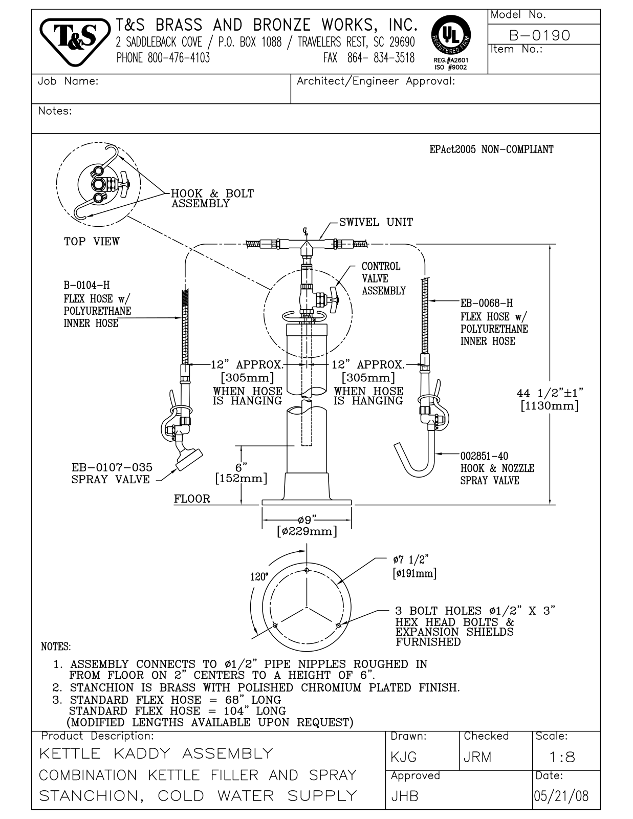 T & S Brass & Bronze Works B-0190 General Manual