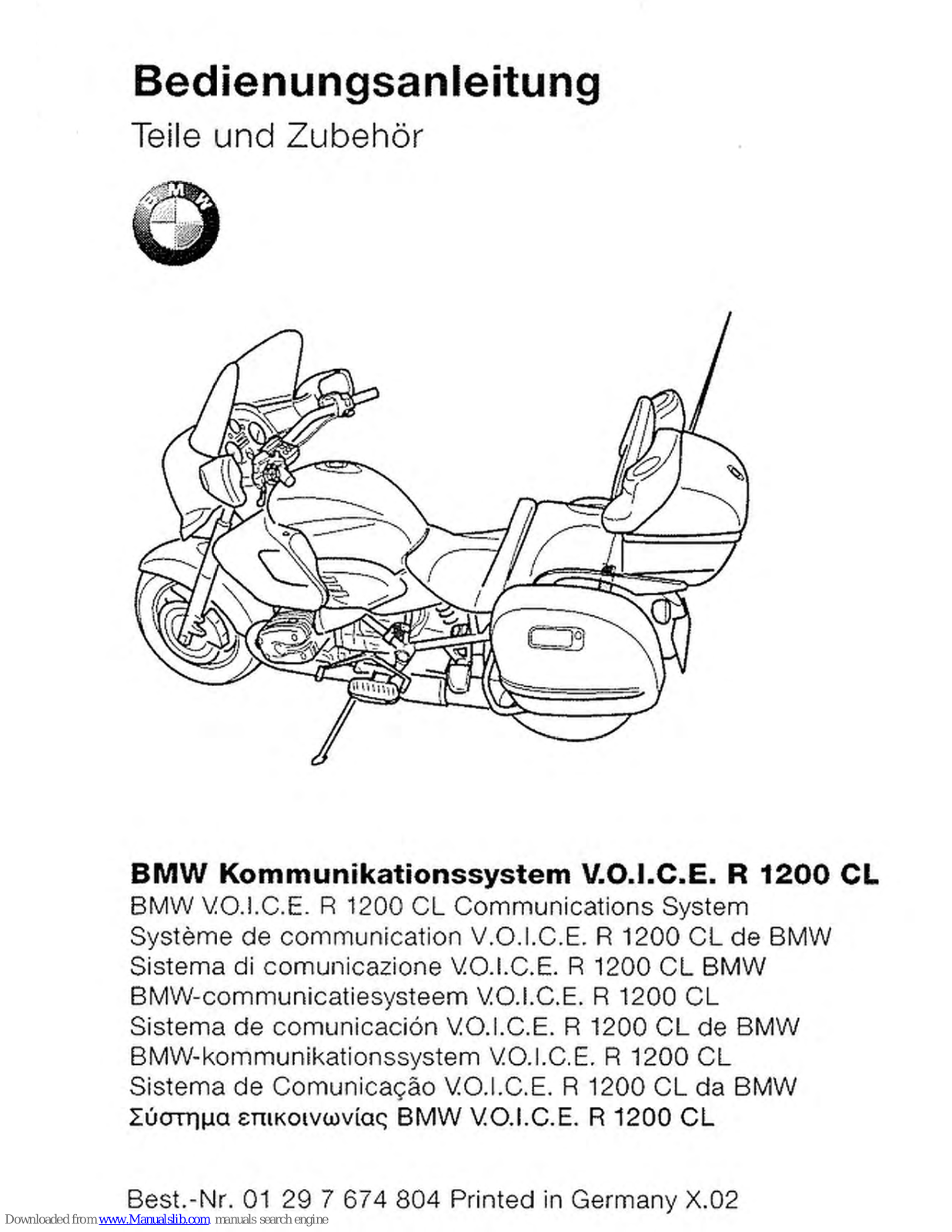 BMW V.O.I.C.E R 1200 CL User Manual