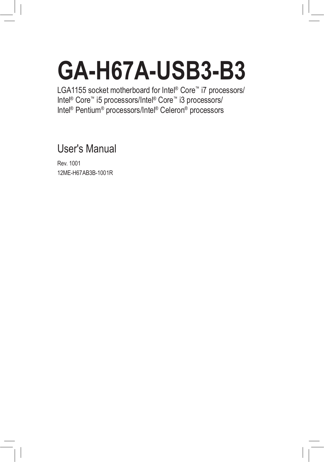 Gigabyte GA-H67A-USB3-B3 (rev. 1.0) User Manual