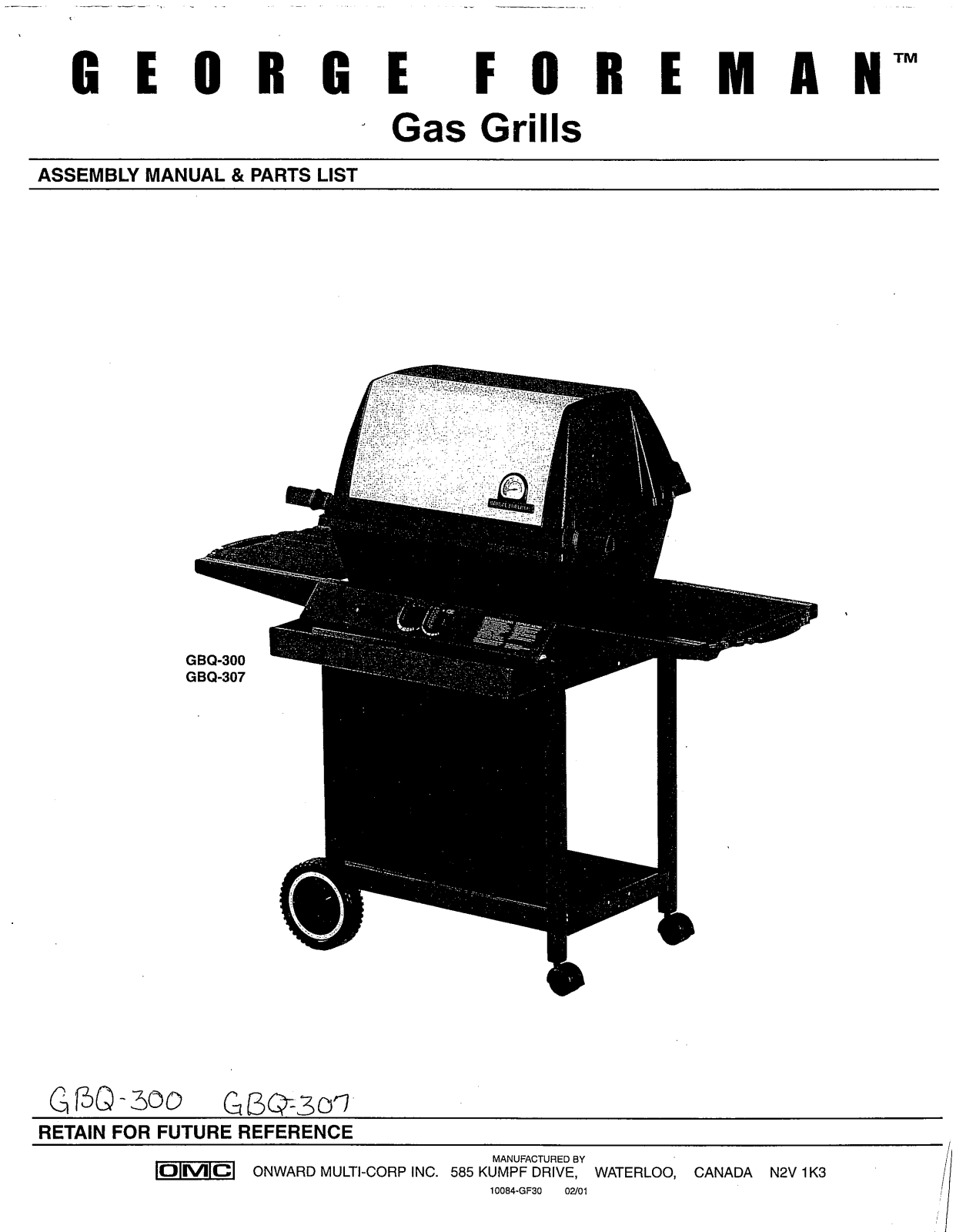 George Foreman GBQ300 User Manual