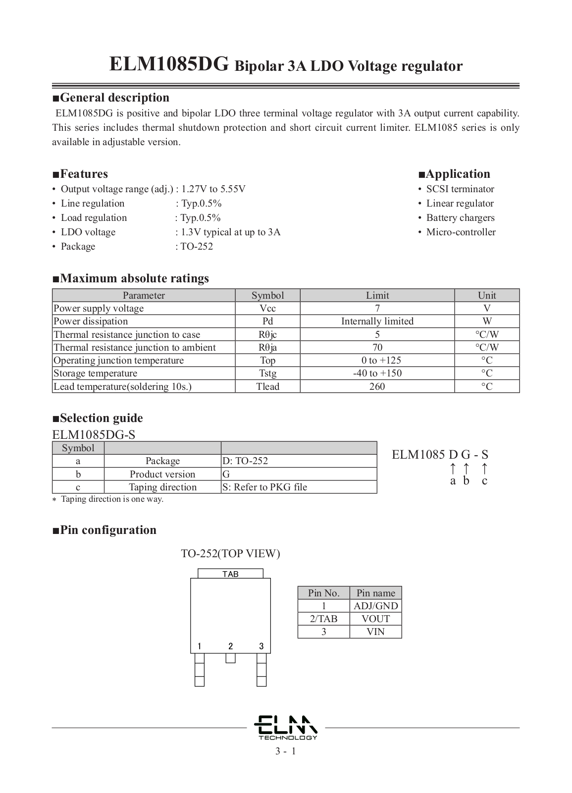 Datasheet ELM1085DG Datasheet - ManualMachine.com