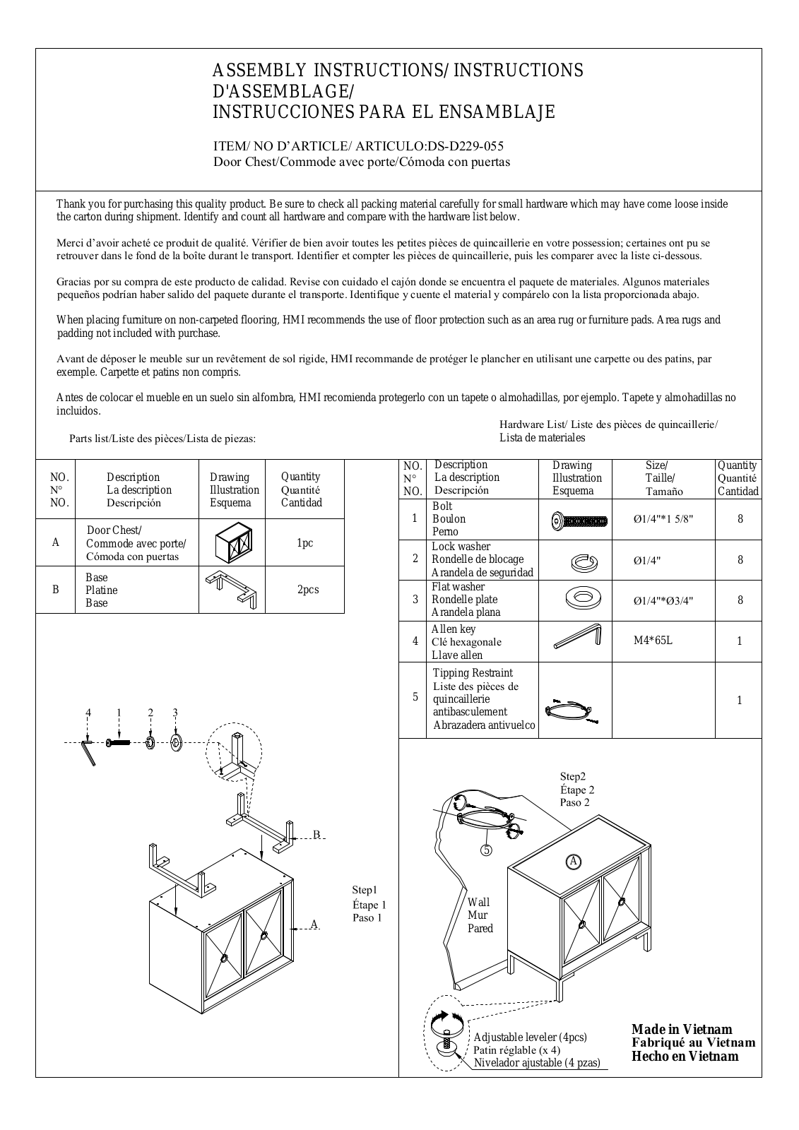 HomeFare DSD229055 Assembly Guide