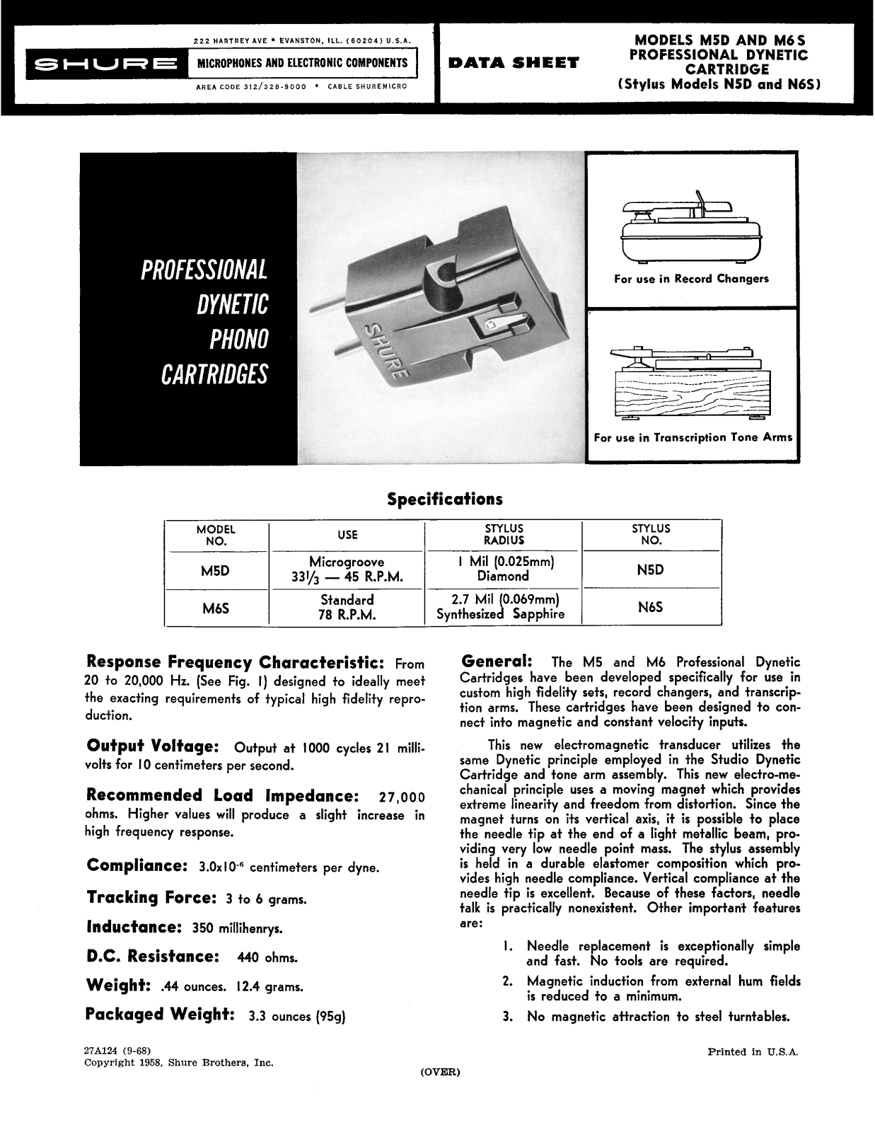 Shure M5D, M6S User Guide