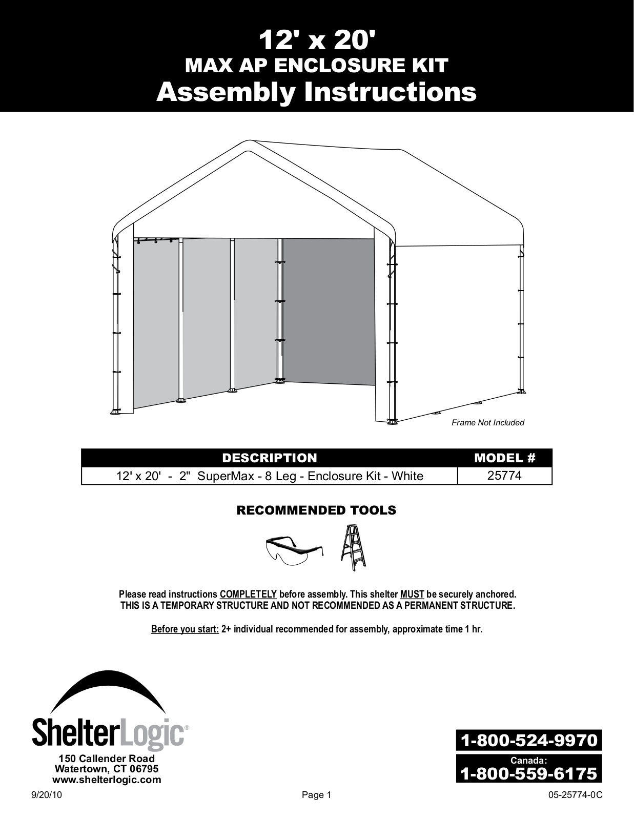 ShelterLogic 25774 User Manual