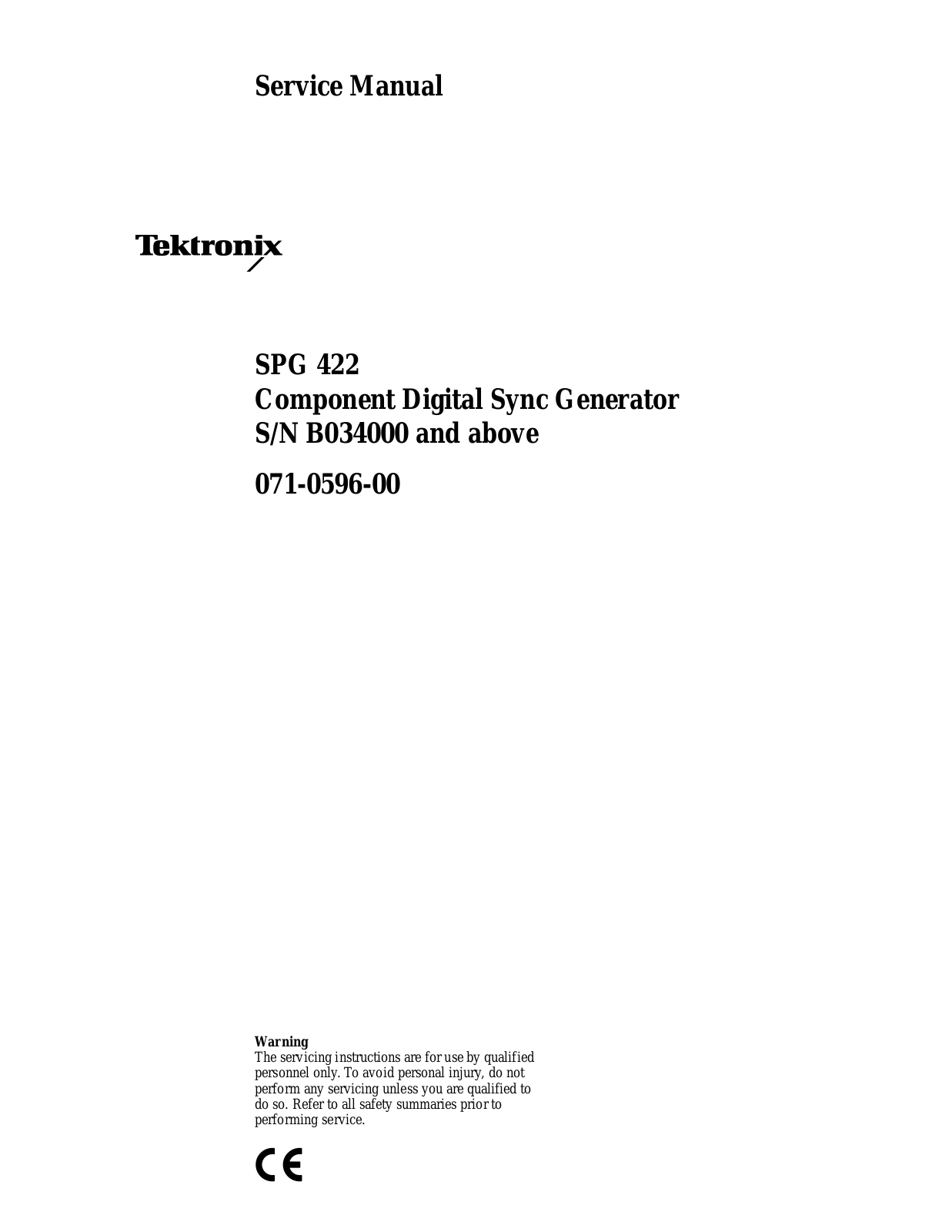 Tektronix SPG 422 Service Manual