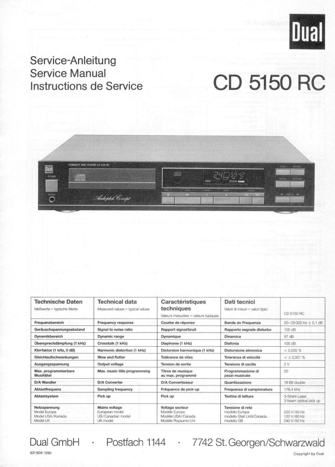Dual CD-5150-RC Service manual