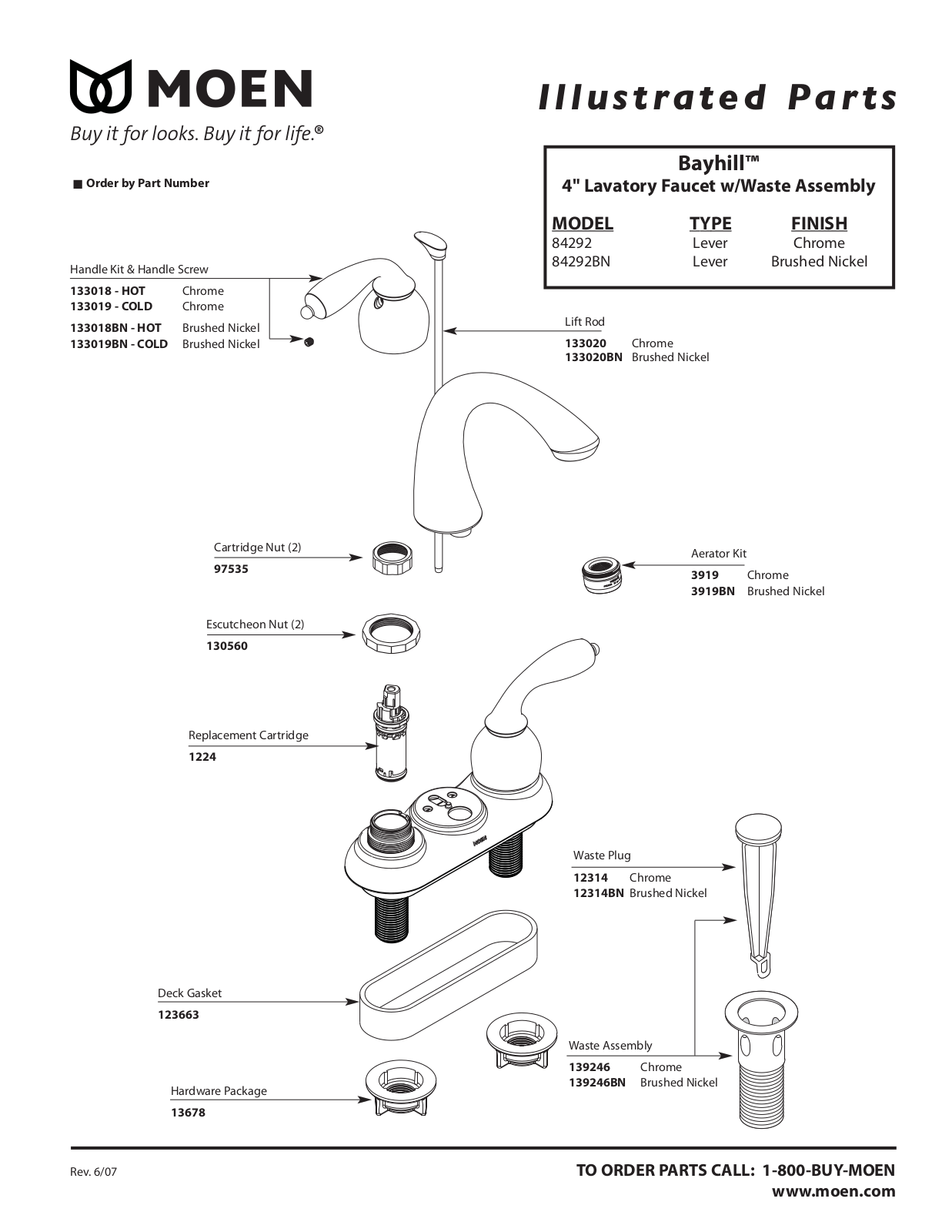 Moen 84292, 84292BN User Manual