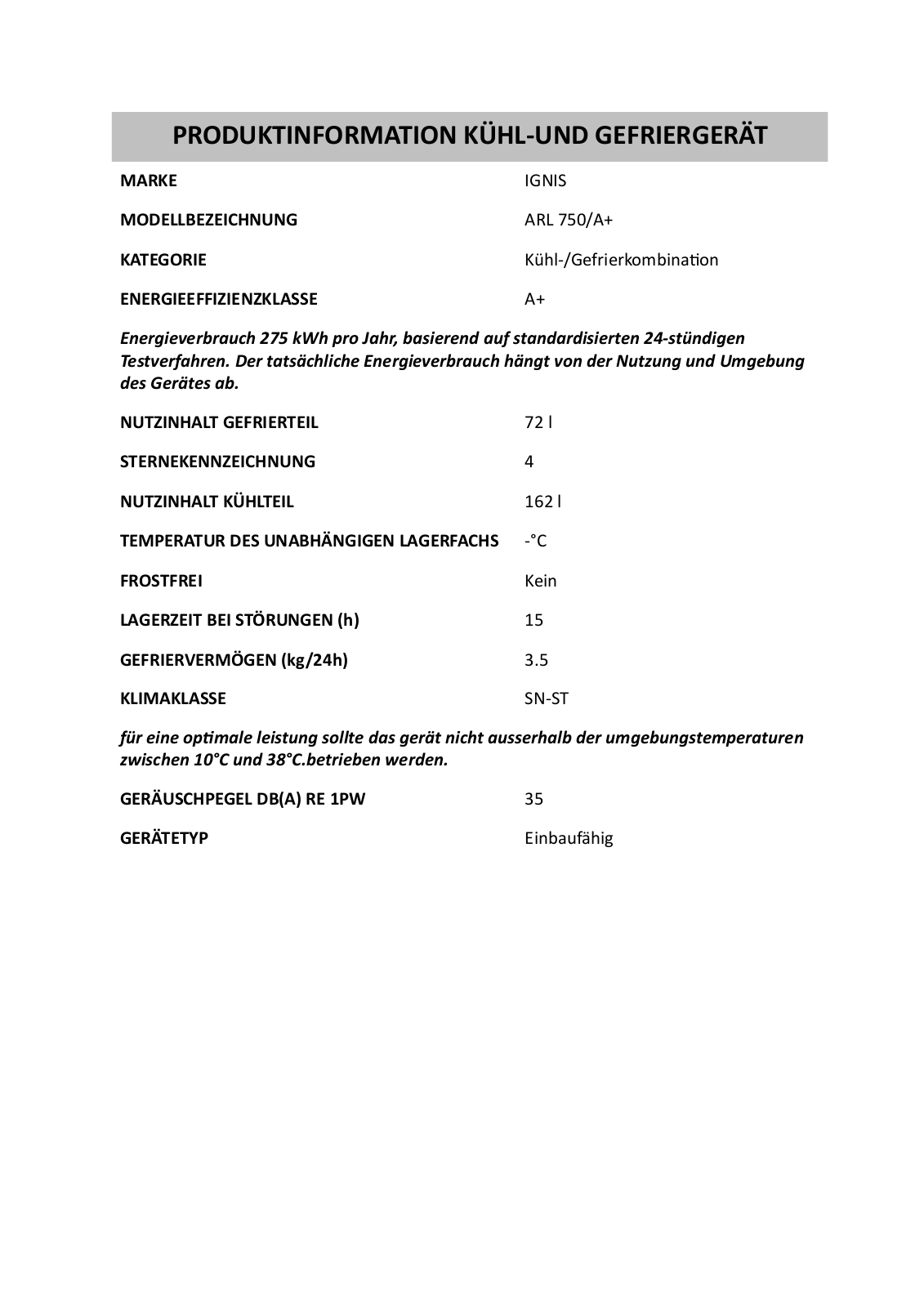 Whirlpool ARL 750/A INSTRUCTION FOR USE