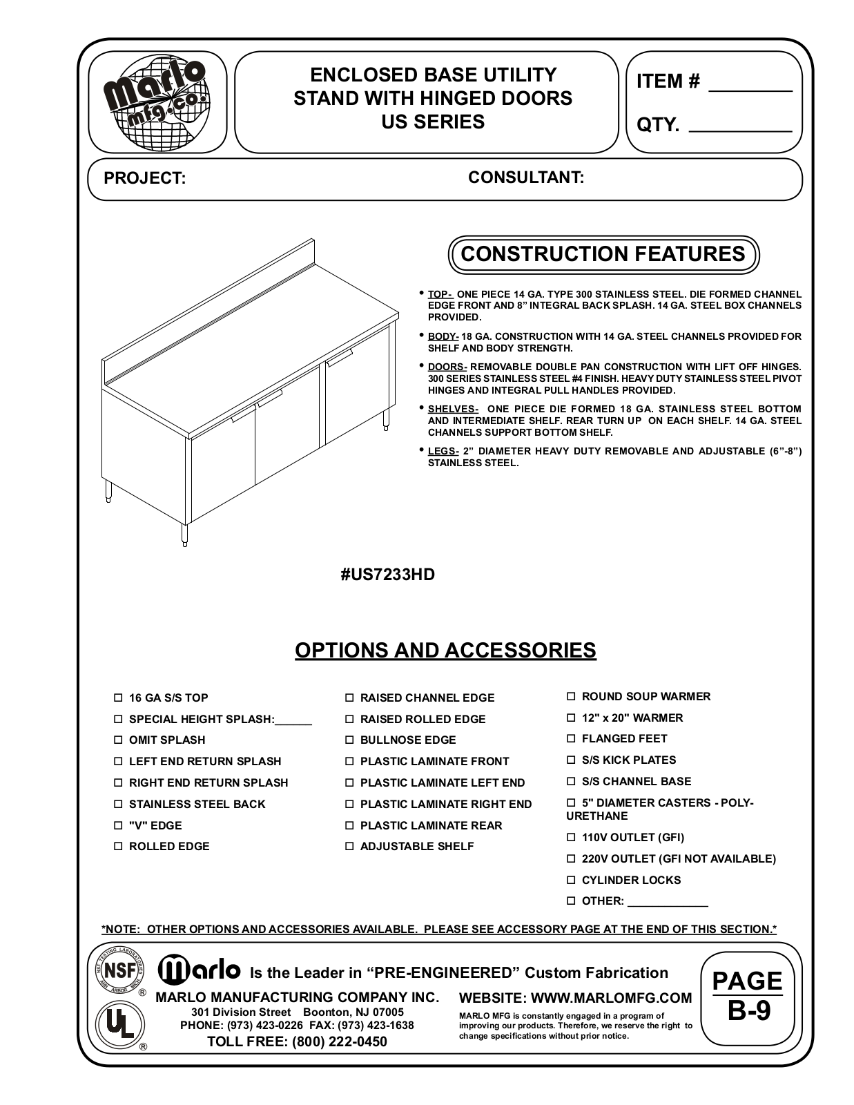 Marlo US10830HD User Manual