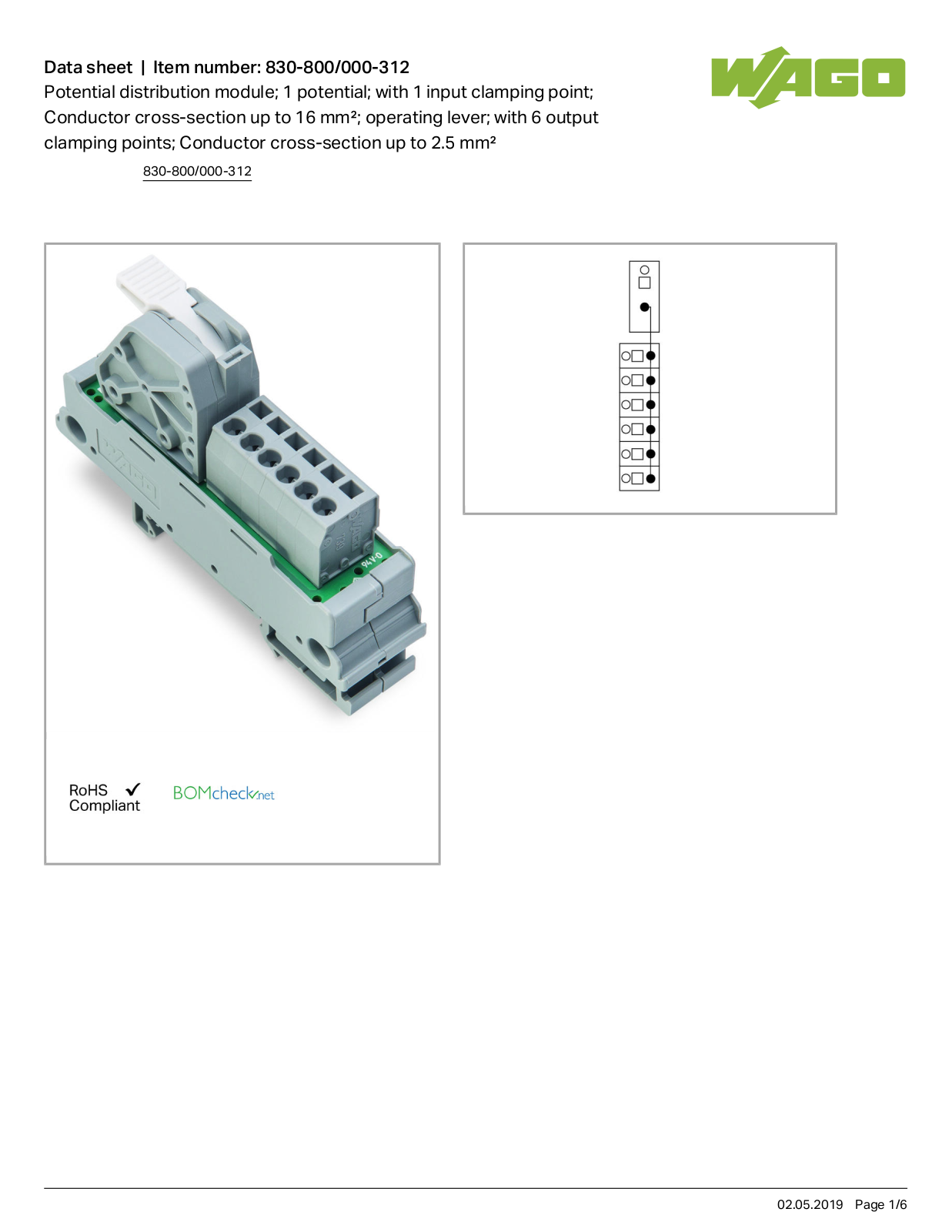 Wago 830-800/000-312 Data Sheet