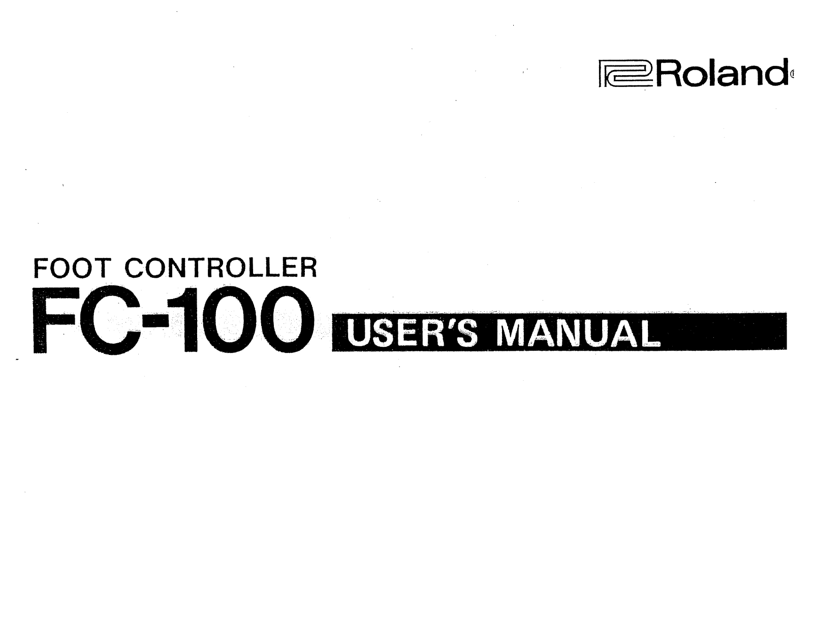 Roland Corporation FC-100 Owner's Manual