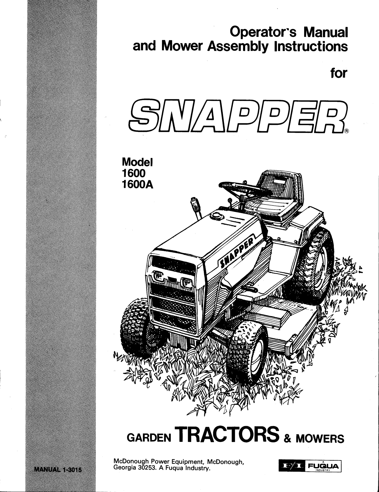 Snapper 1600, 1600A User Manual