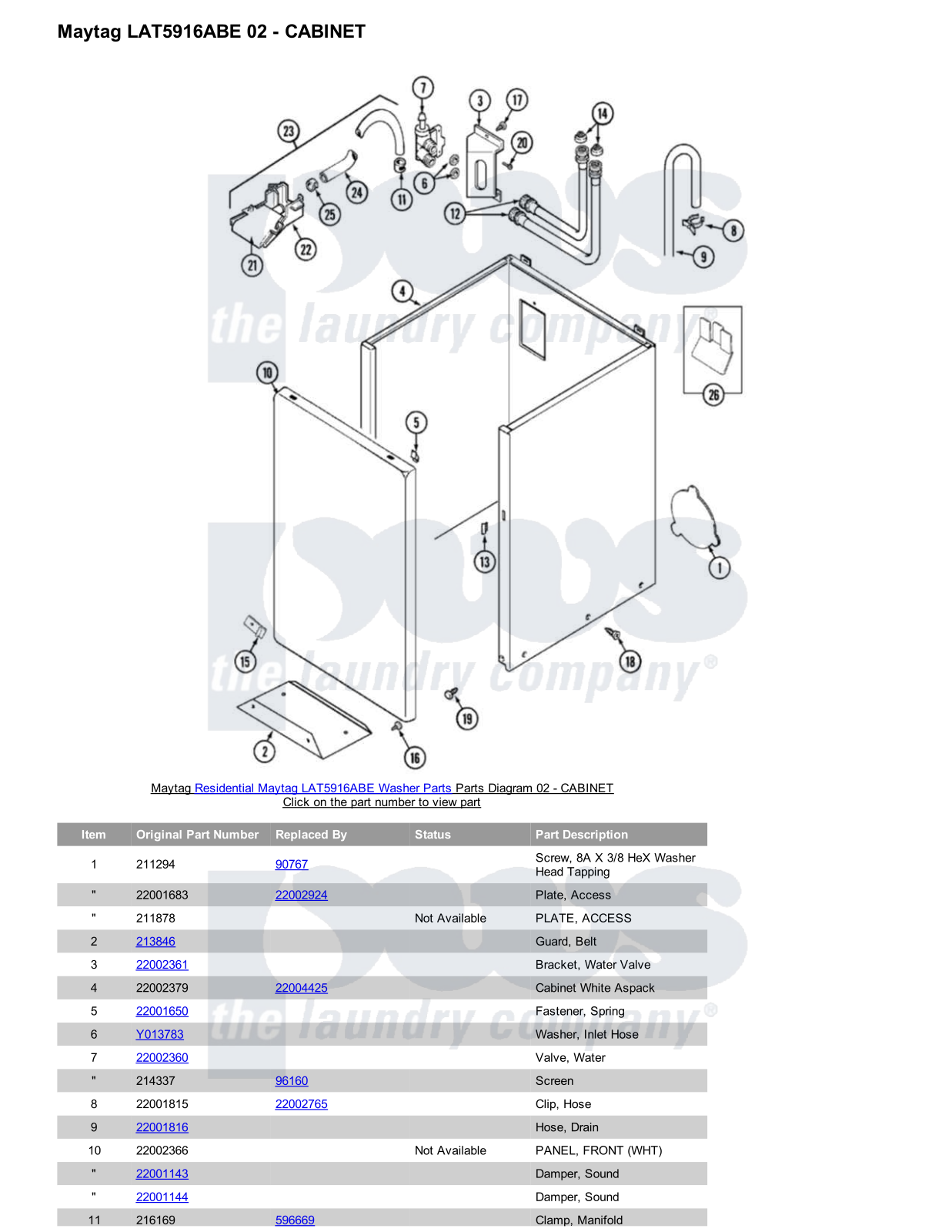 Maytag LAT5916ABE Parts Diagram