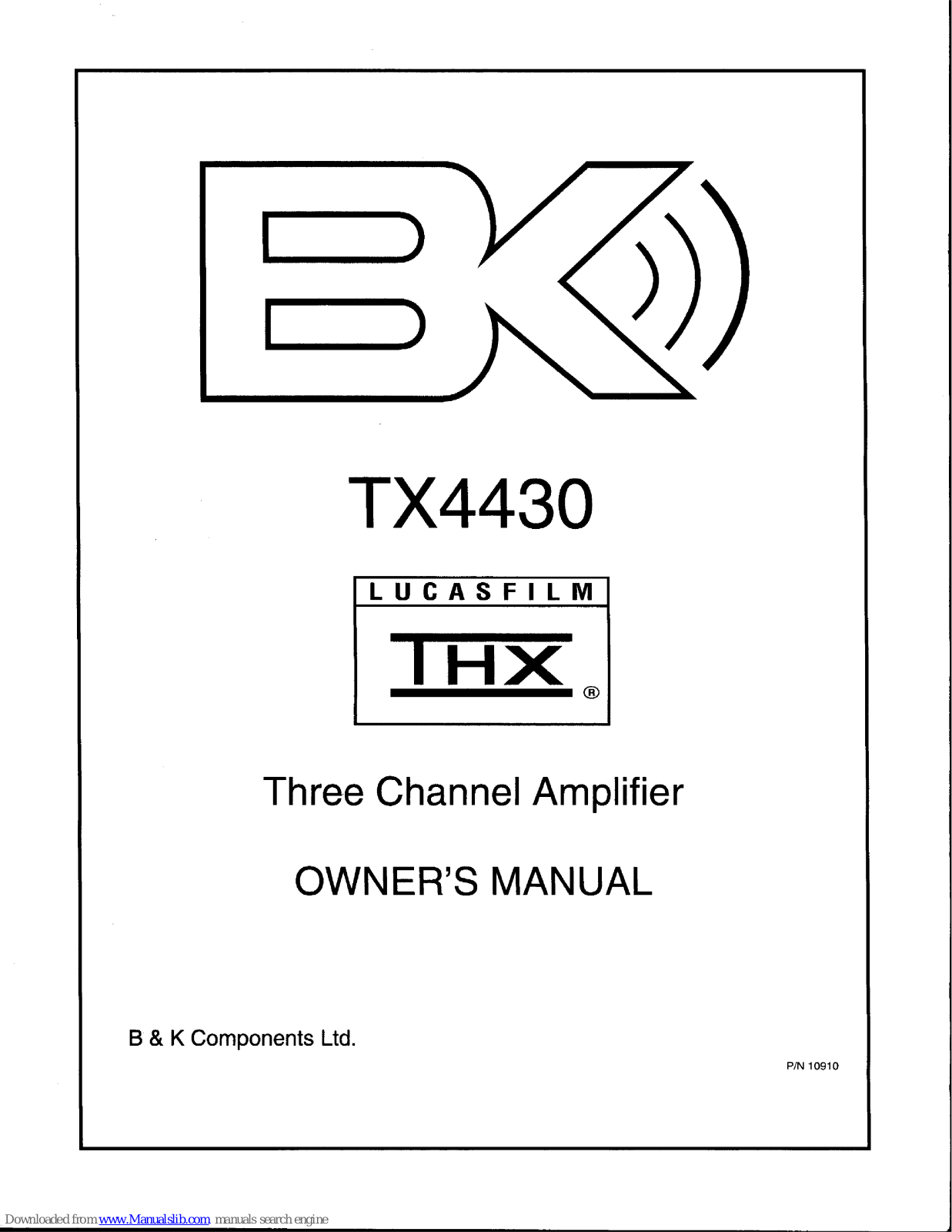 B&K COMPONENTS TX4430 Owner's Manual - ManualMachine.com