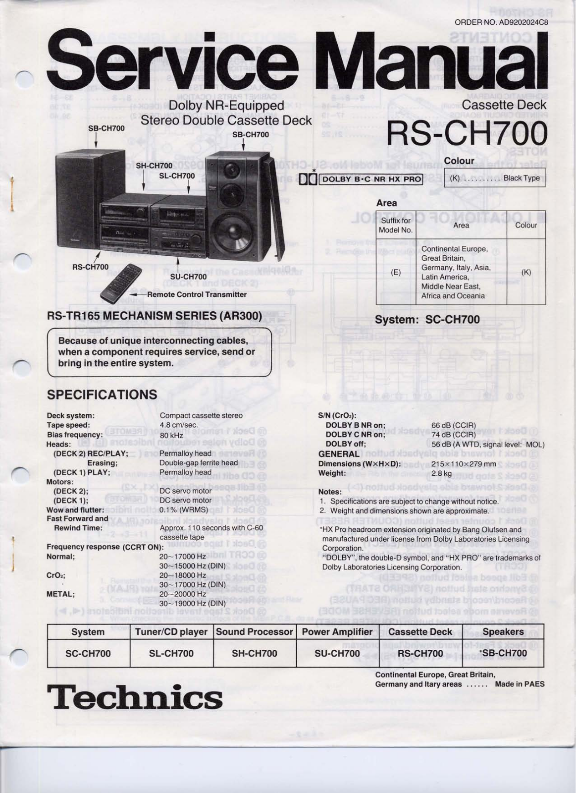 Technics RS-CH700 Schematic