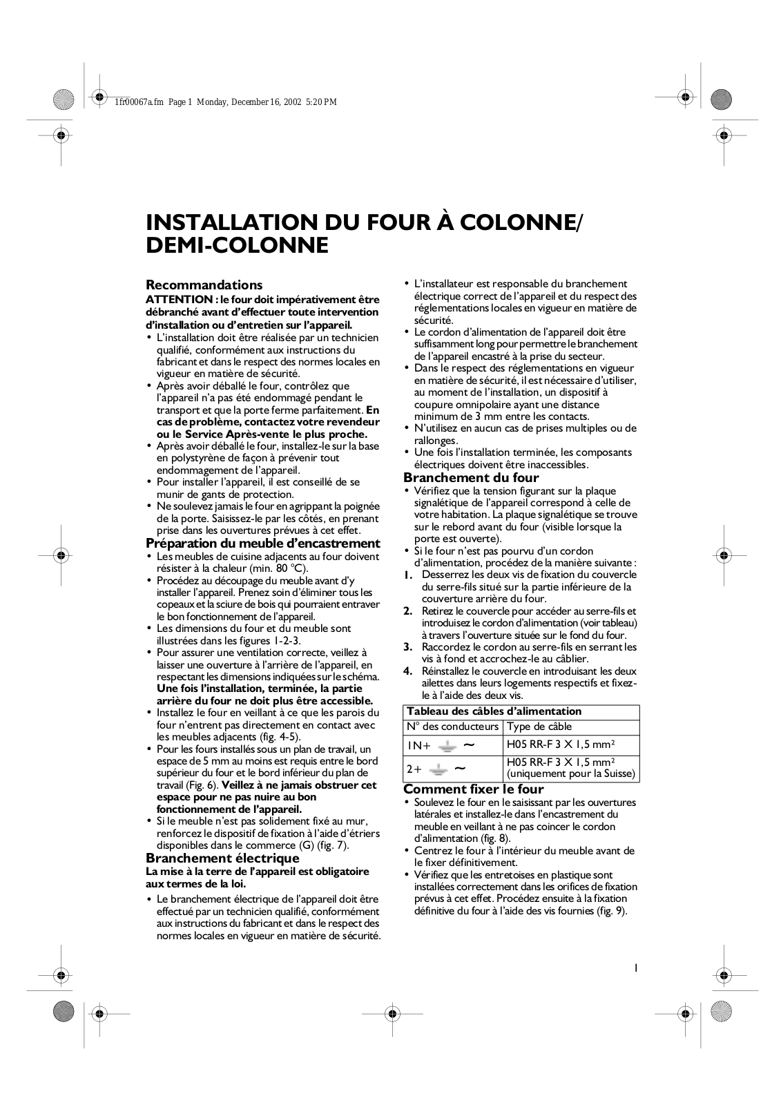 Whirlpool AKZ 421 IX Installation Manual