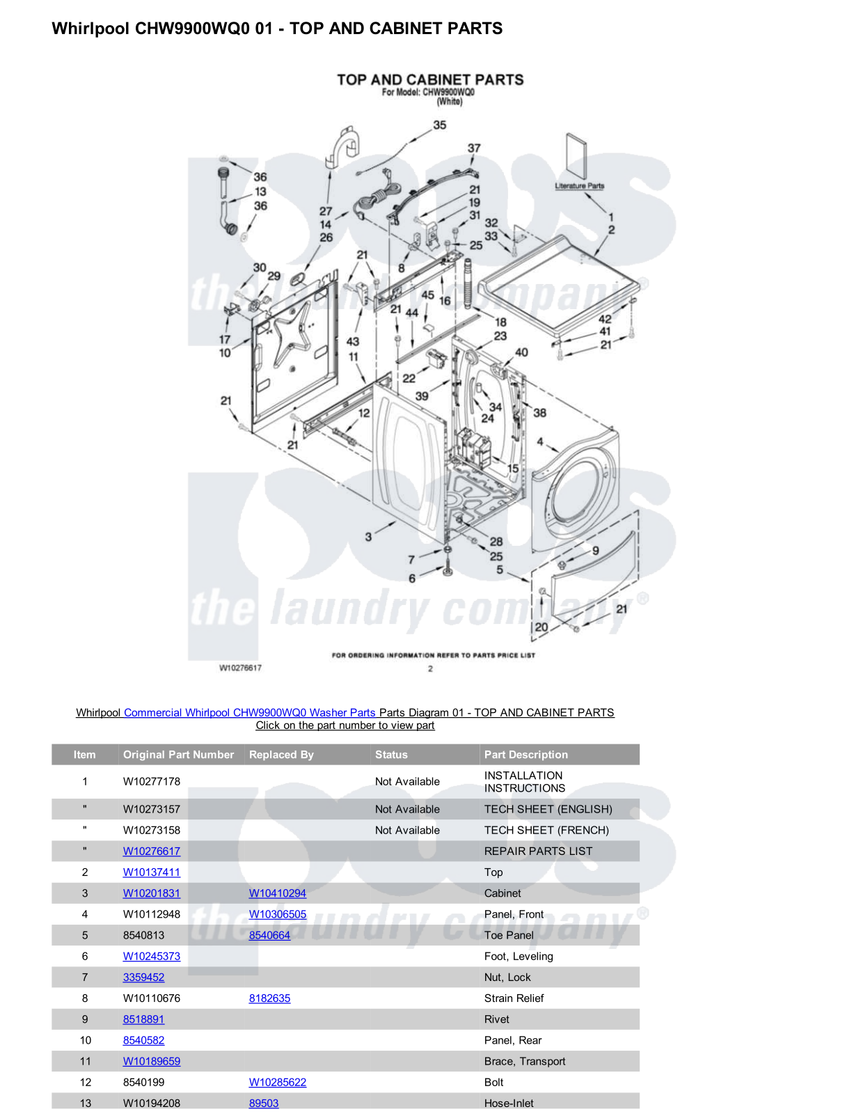 Whirlpool CHW9900WQ0 Parts Diagram