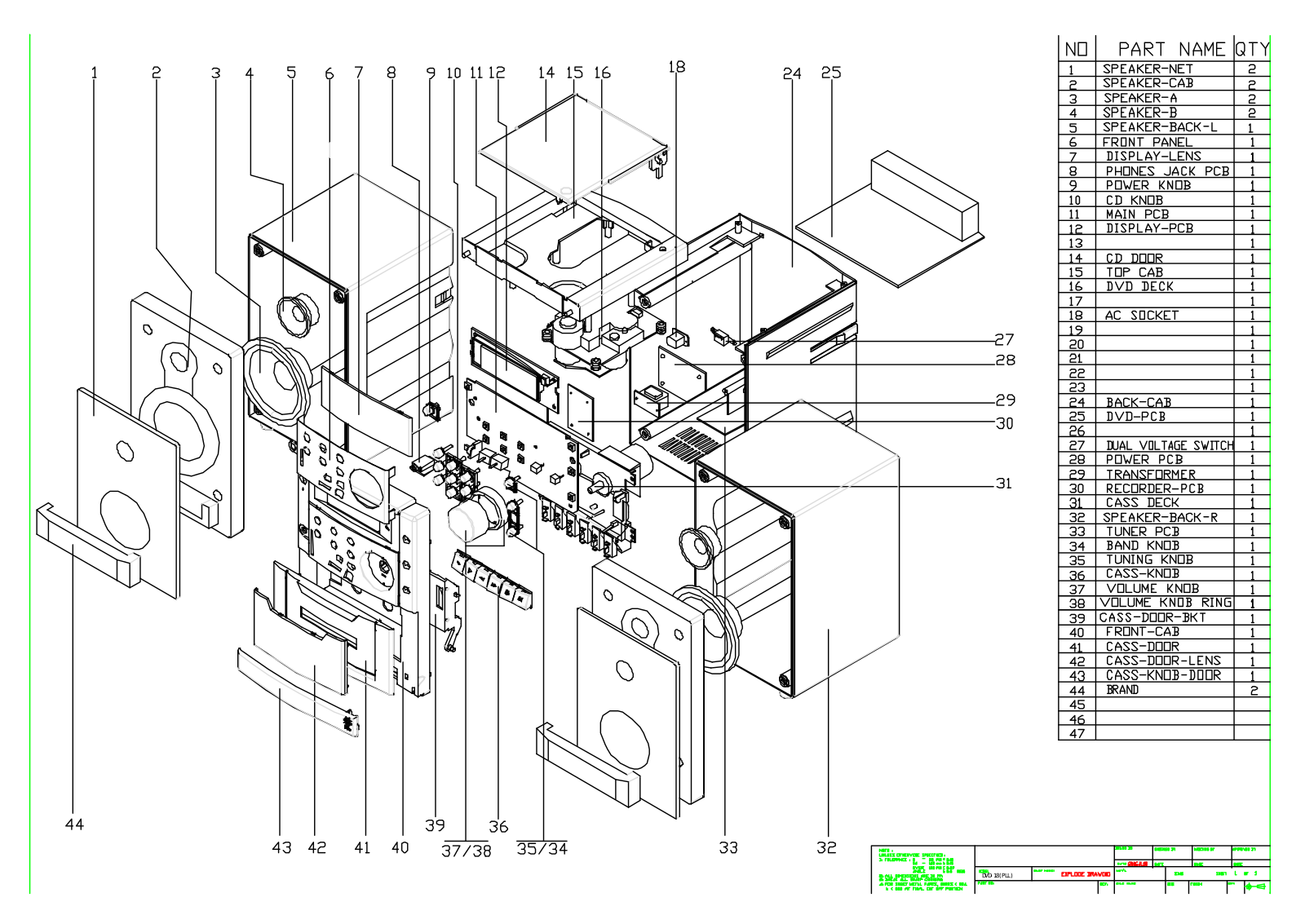 Vitek VT-3491 exploded view