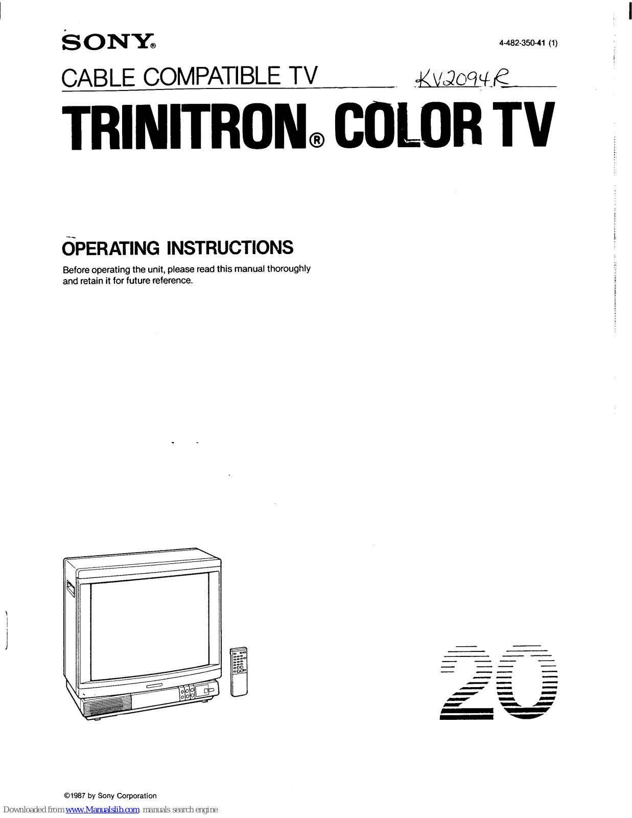 Sony Trinitron KV2094R Operating Instructions Manual