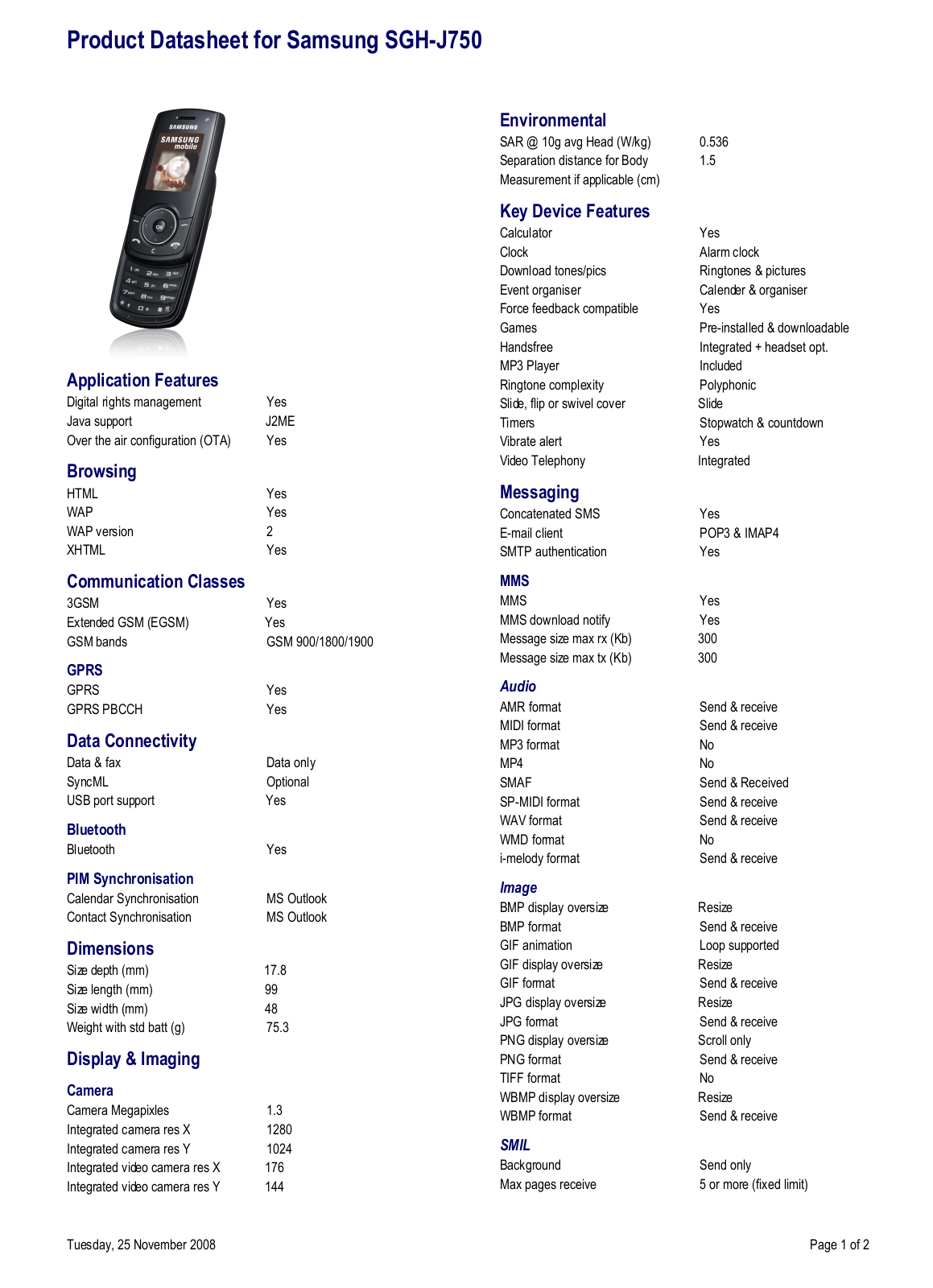 Samsung SGH-J750 User Manual