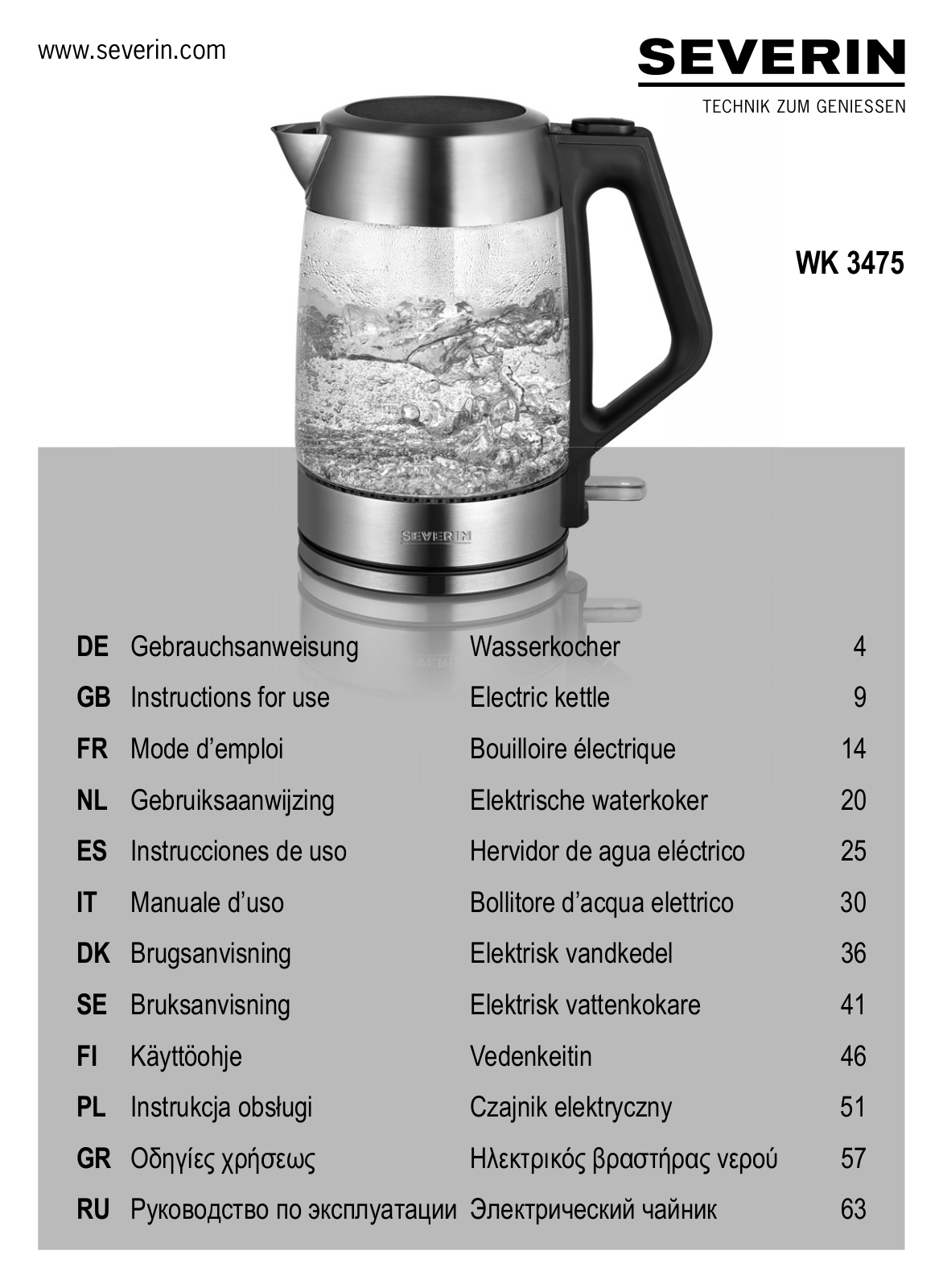 Severin WK 3475 operation manual