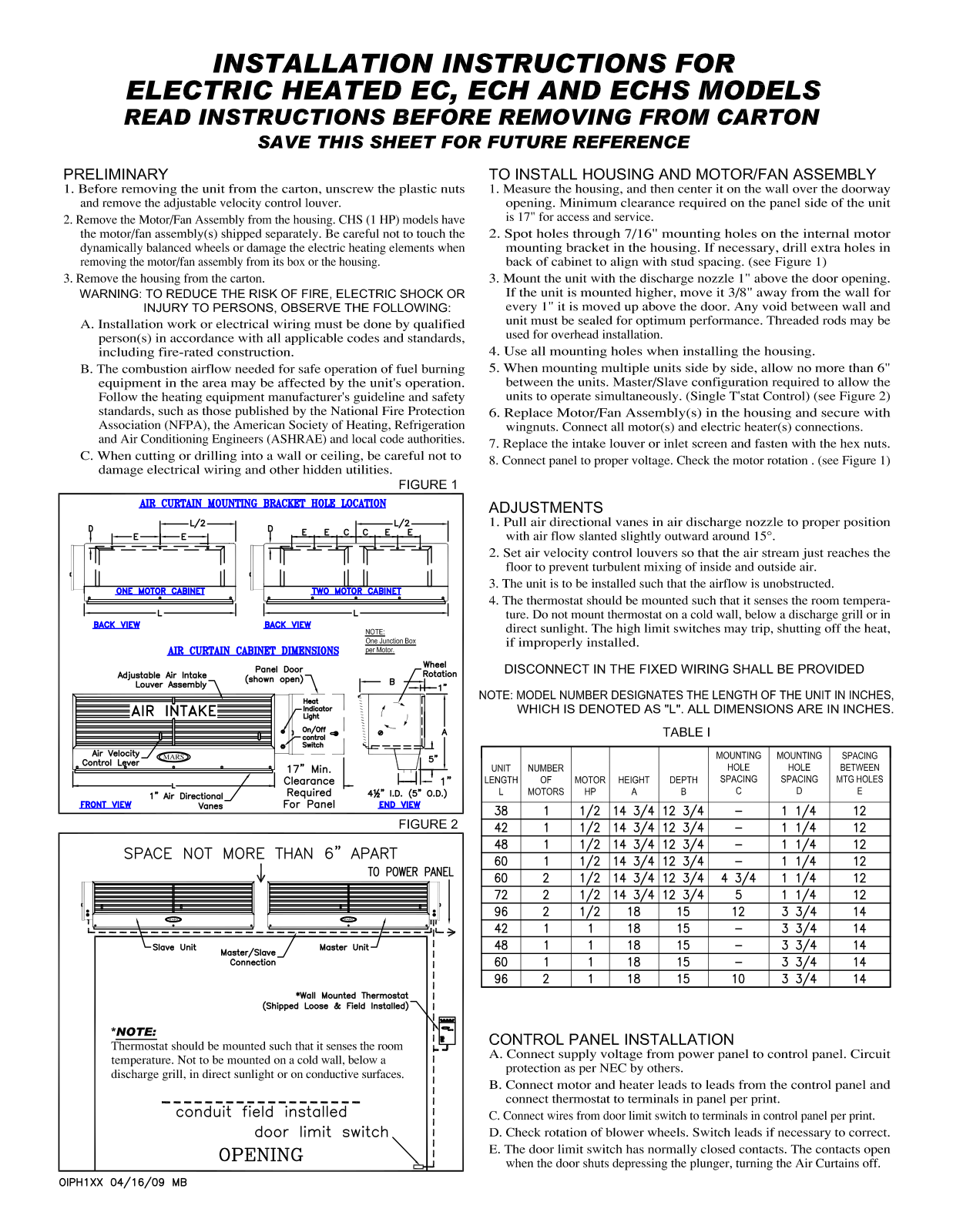 Mars Air ECHS Installation  Manual