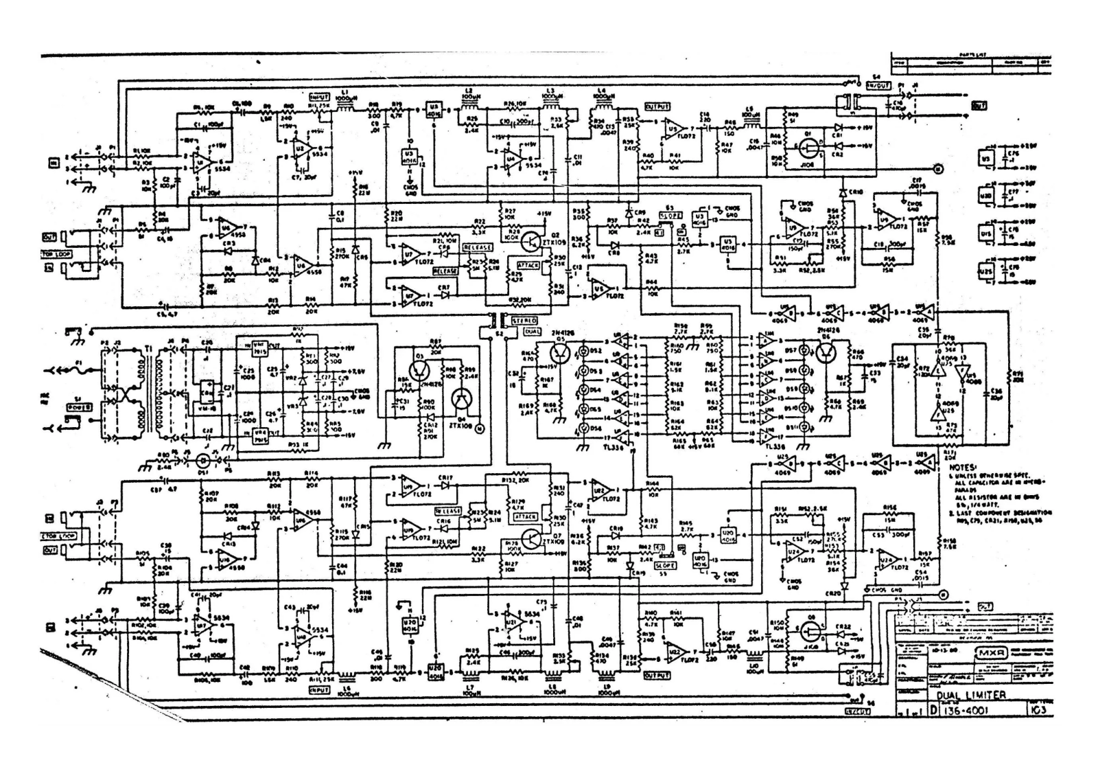 MXR dual Limiter-Compressor Schematic