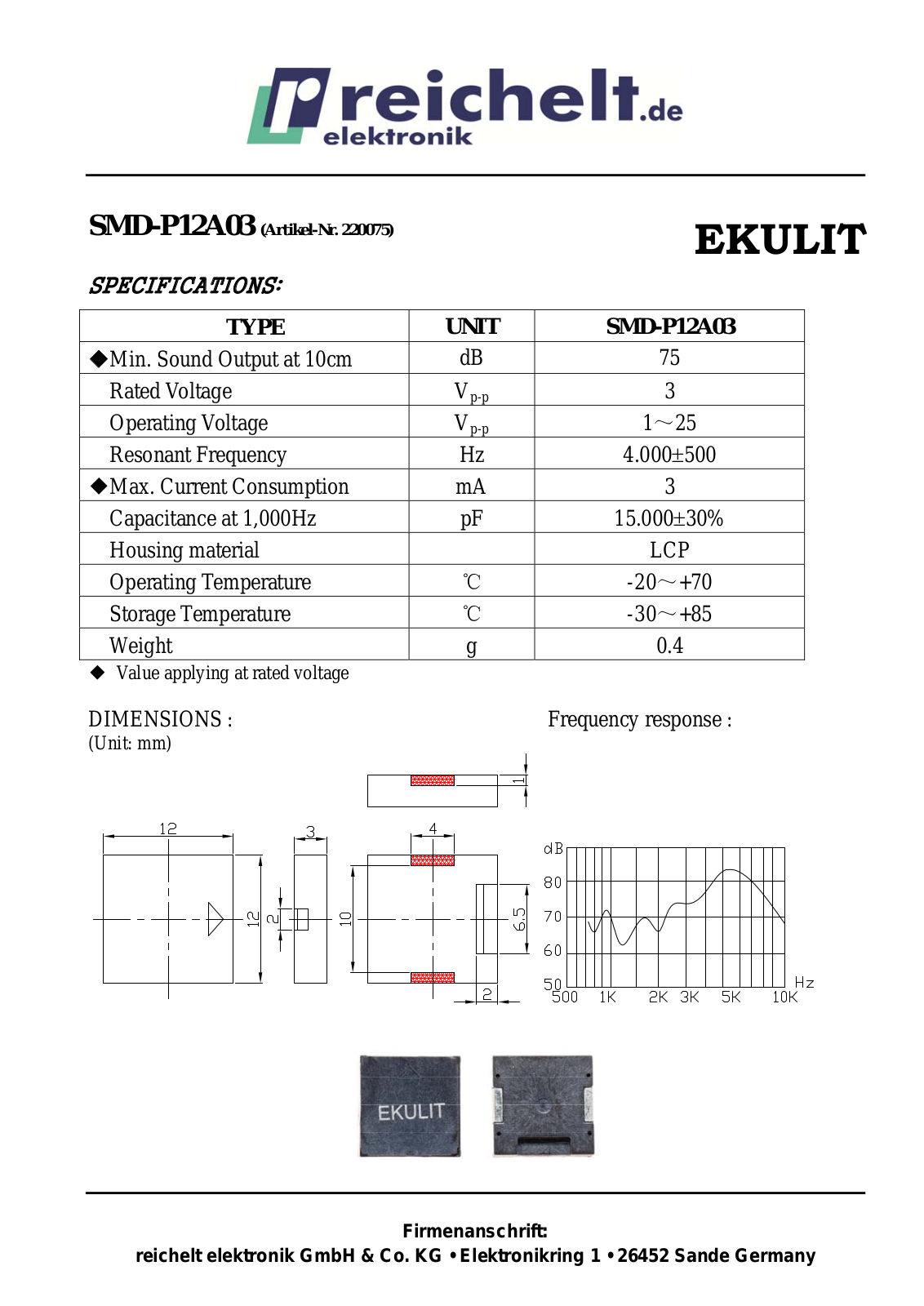 EKULIT SMD-P12A03 Datasheet - ManualMachine.com