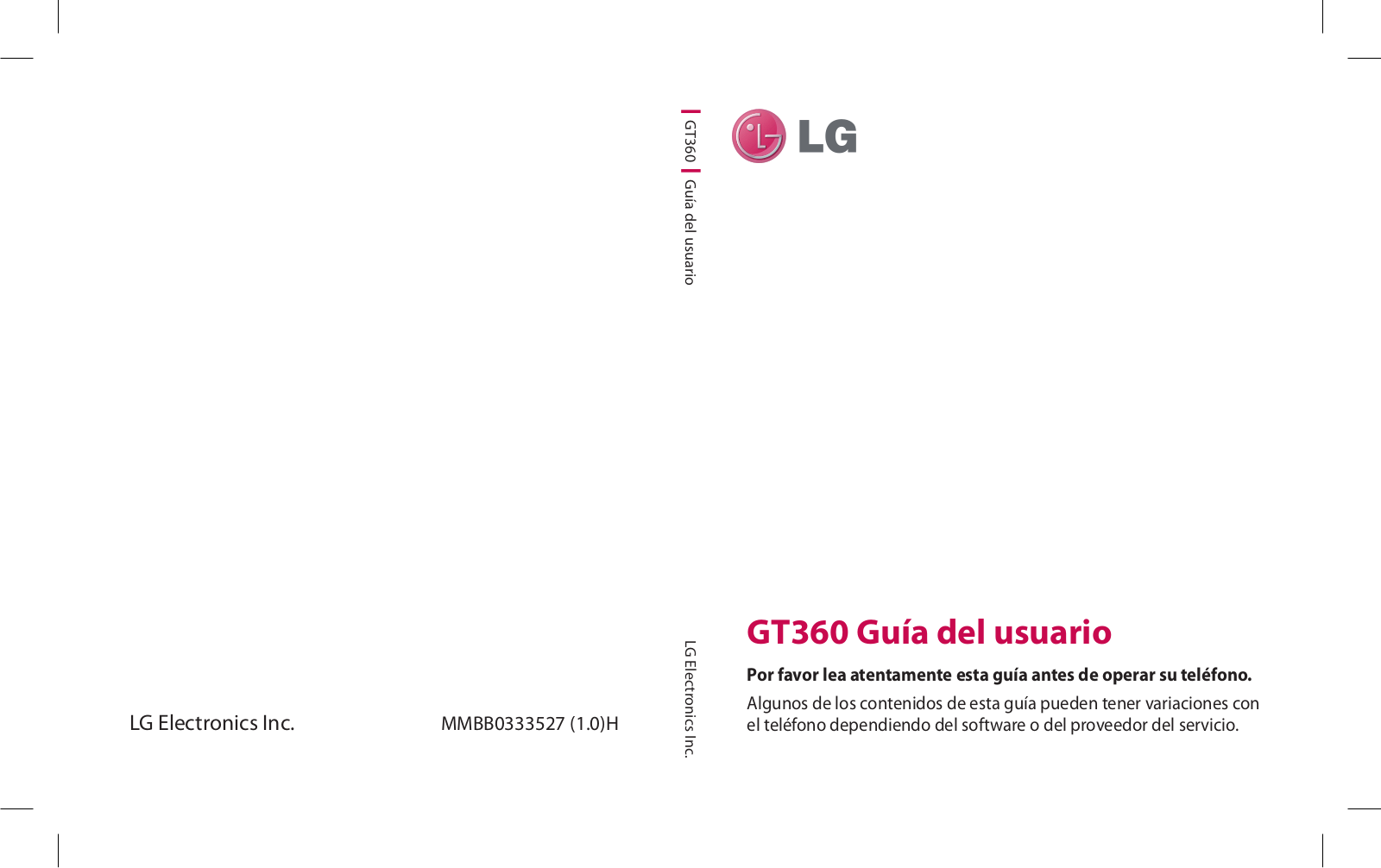 LG GT360 Owner's manual