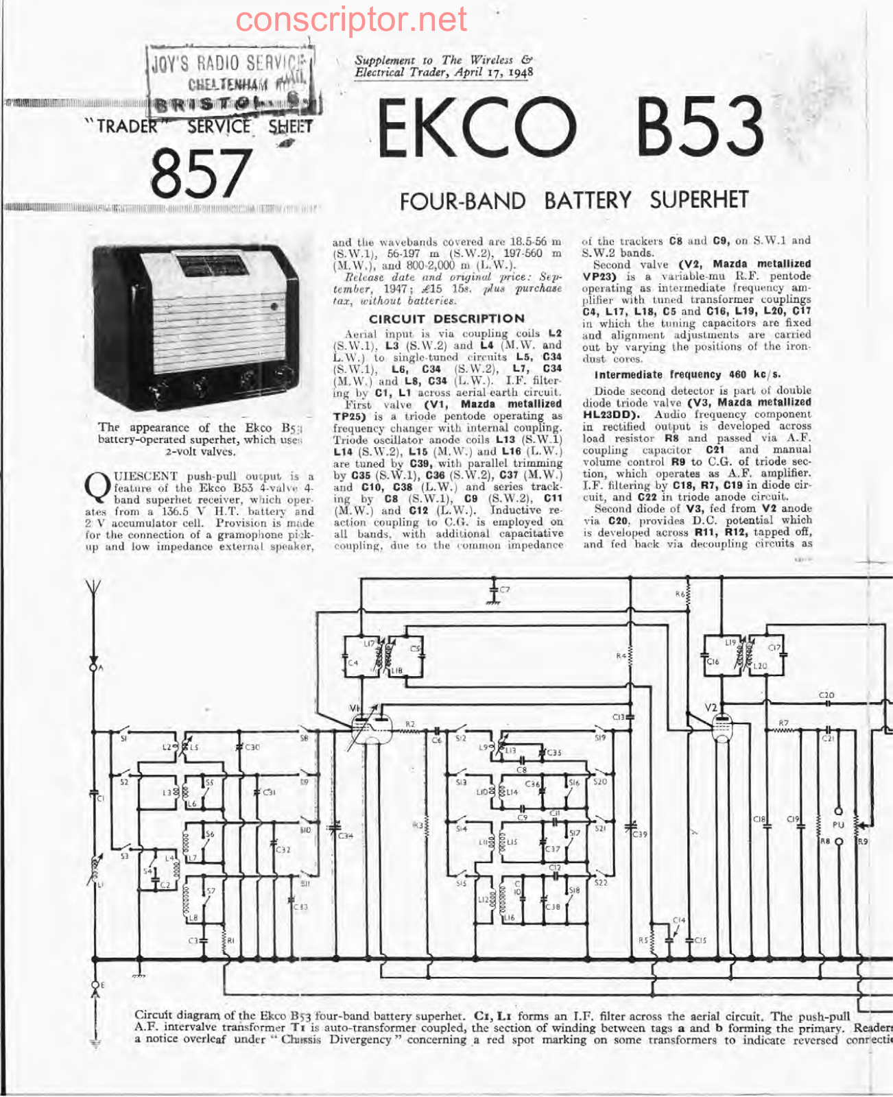 EKCO B53 Service manual