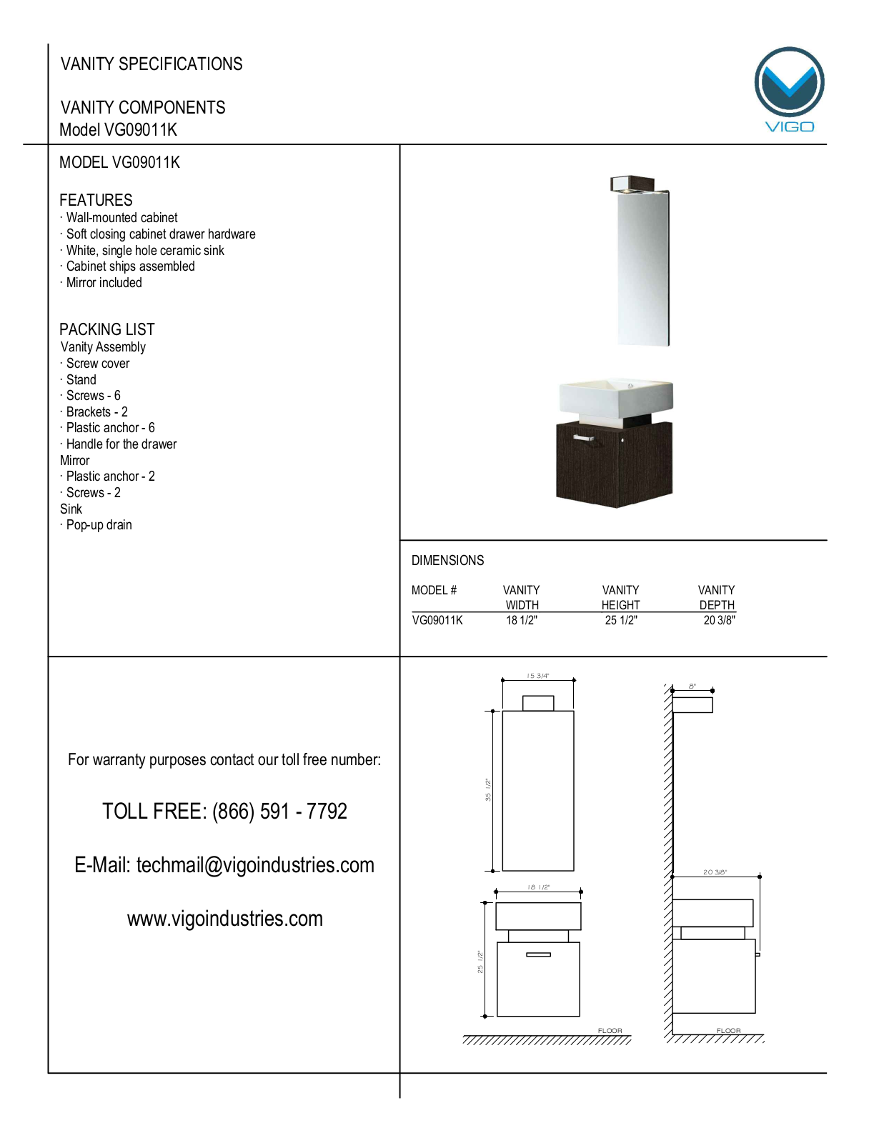 Vigo VG0901K User Manual