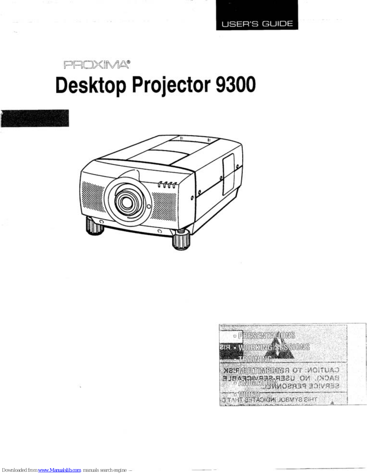 Proxima Desktop Projector 9300, DP9300 User Manual