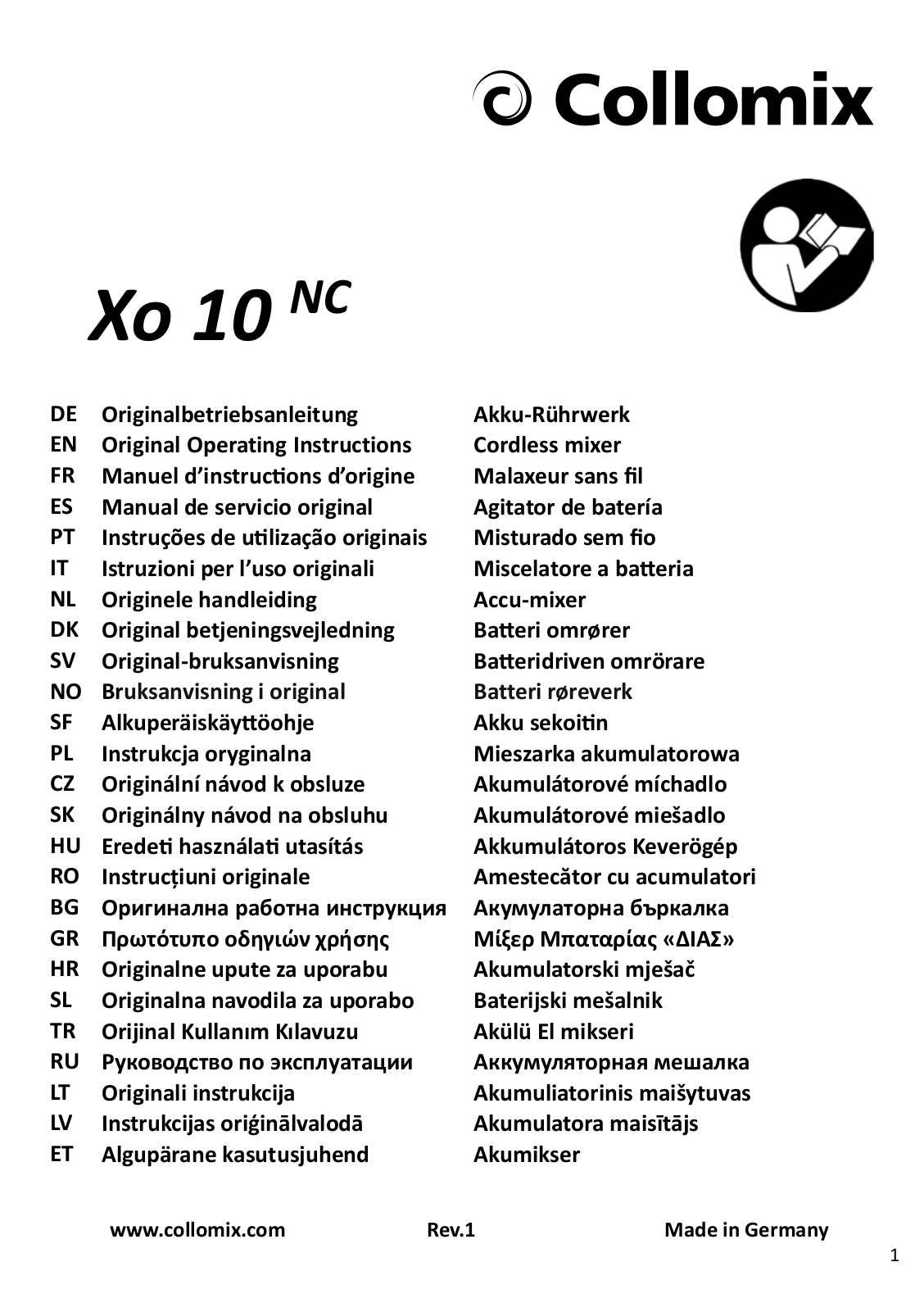 Collomix Xo 10 NC Service Manual