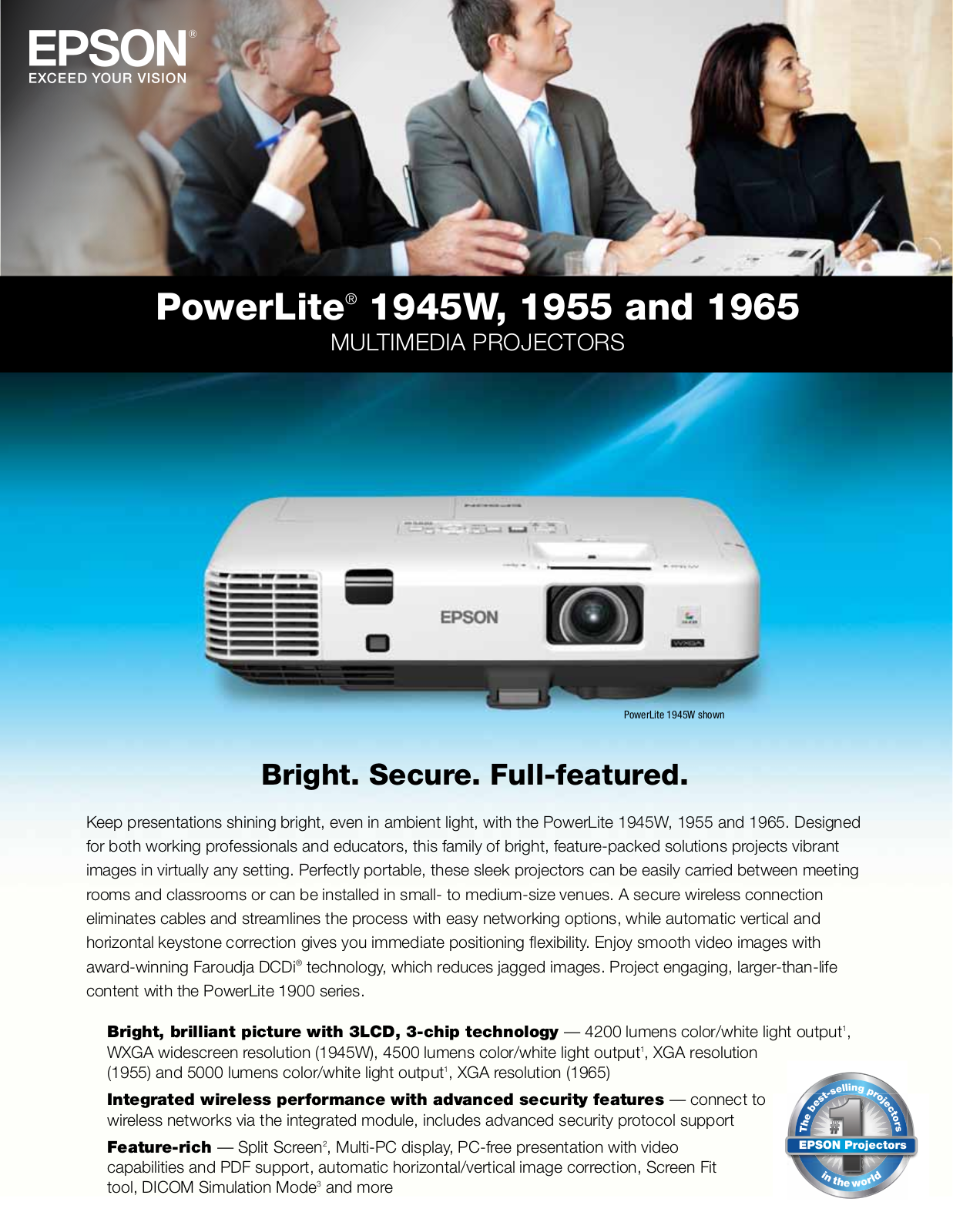 Epson PowerLite 1945W, PowerLite 1955, PowerLite 1965 Product Specifications