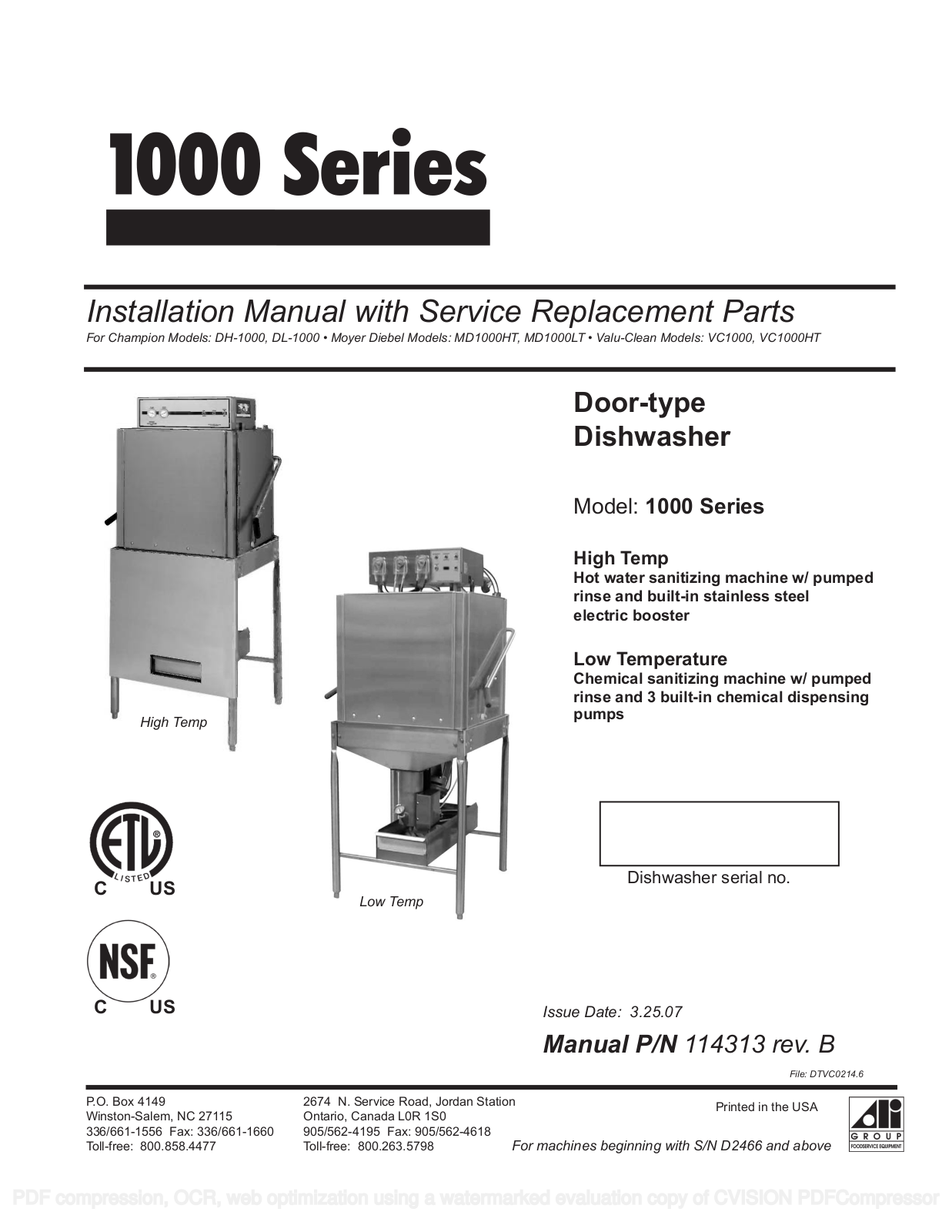 Champion 1000 Series Part Manual