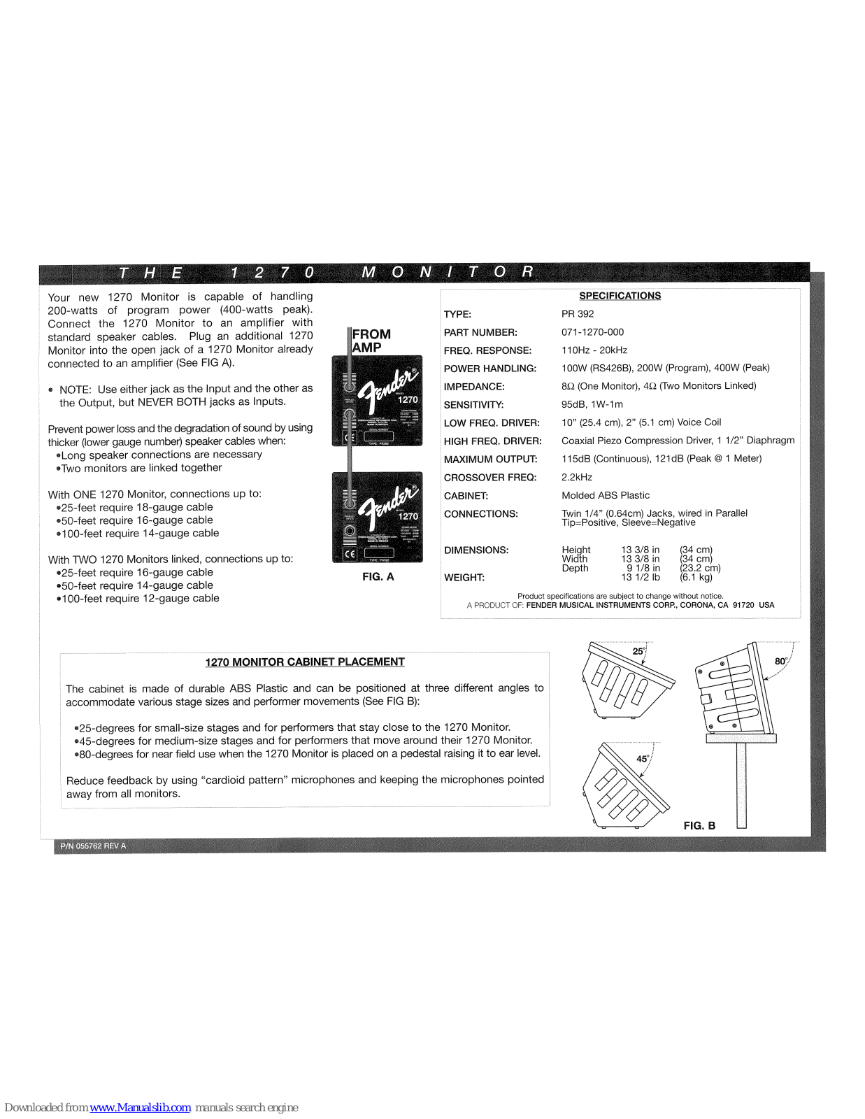 Fender 1270 MONITOR User Manual