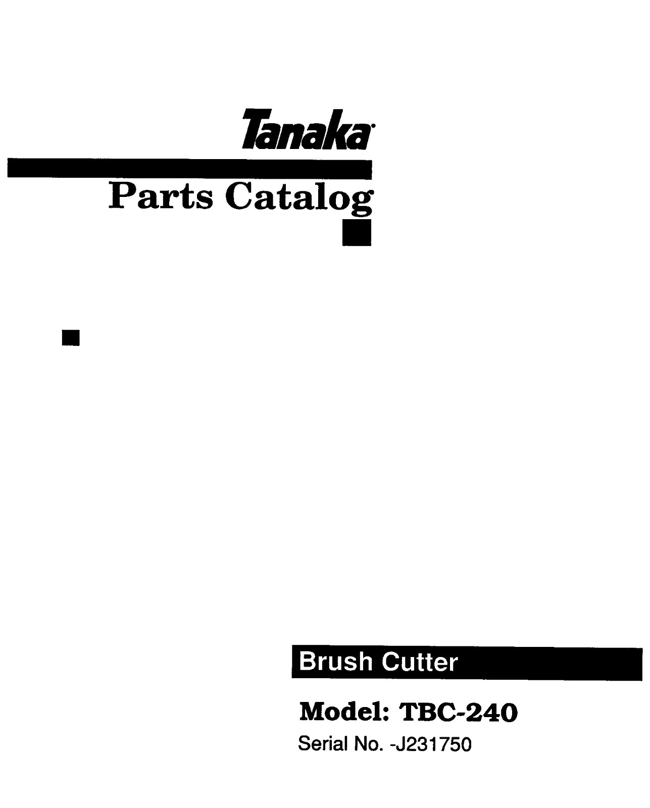 Tanaka TBC-240 User Manual