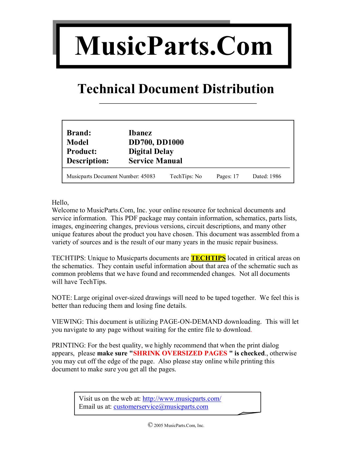 Ibanez DD700, DD1000 Service Manual