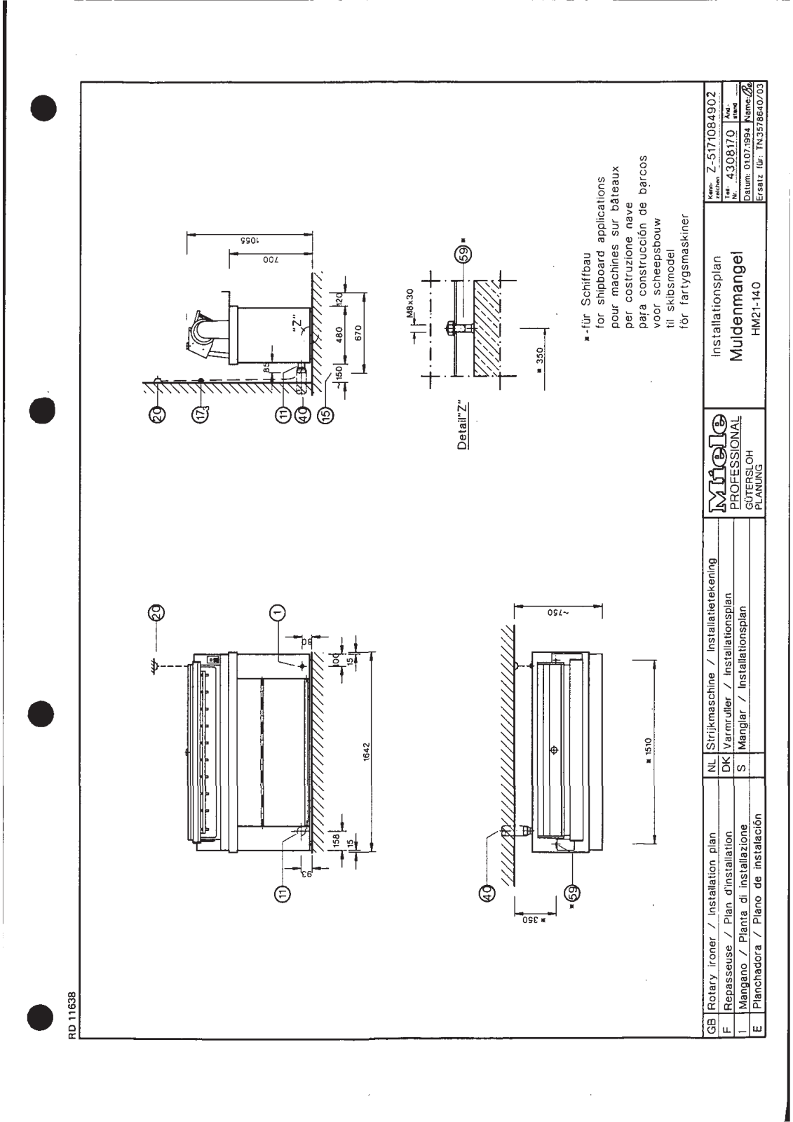 Miele HM 21-140 Installation diagram