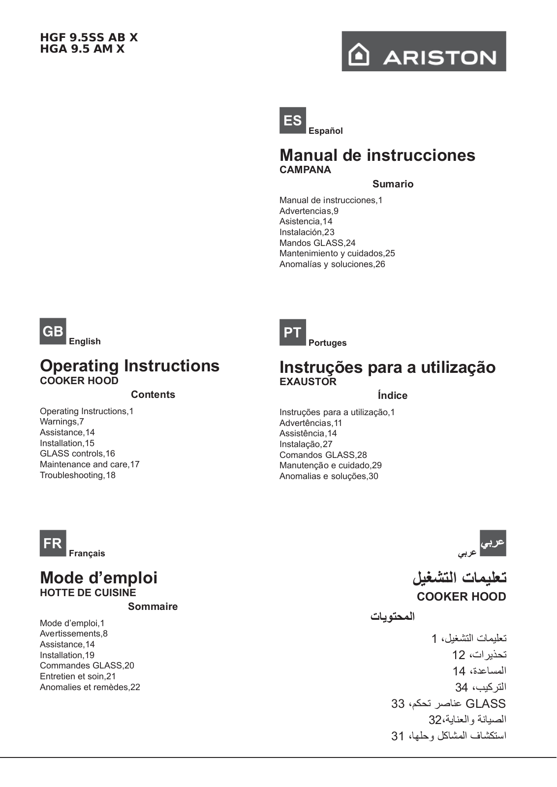 ARISTON HGF 9.5S AB X User Manual