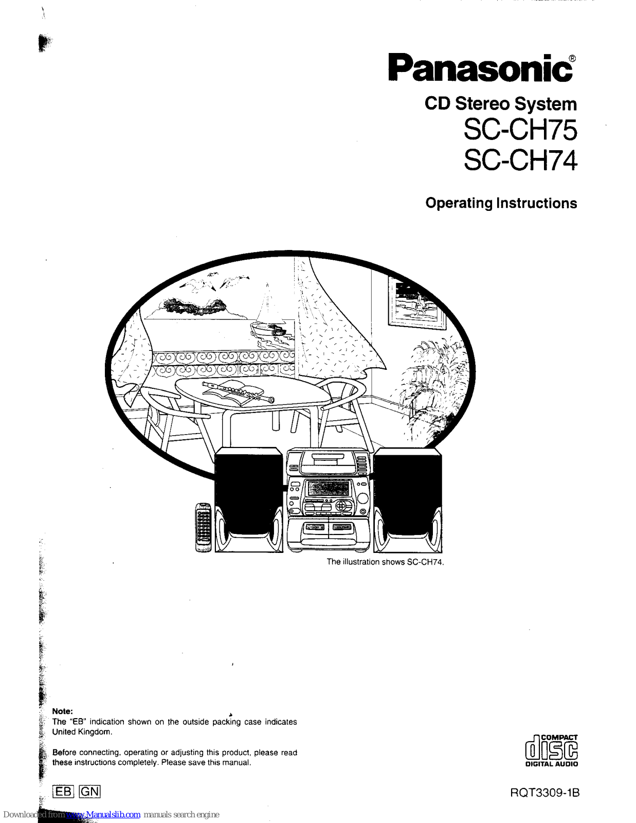 Panasonic SC-CH75, SA-CH75, SA-CH74, SB-CH75, SB-CH74 Operating Instructions Manual