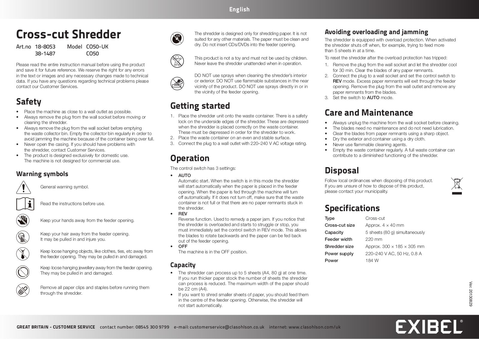 Exibel CO50 User Manual