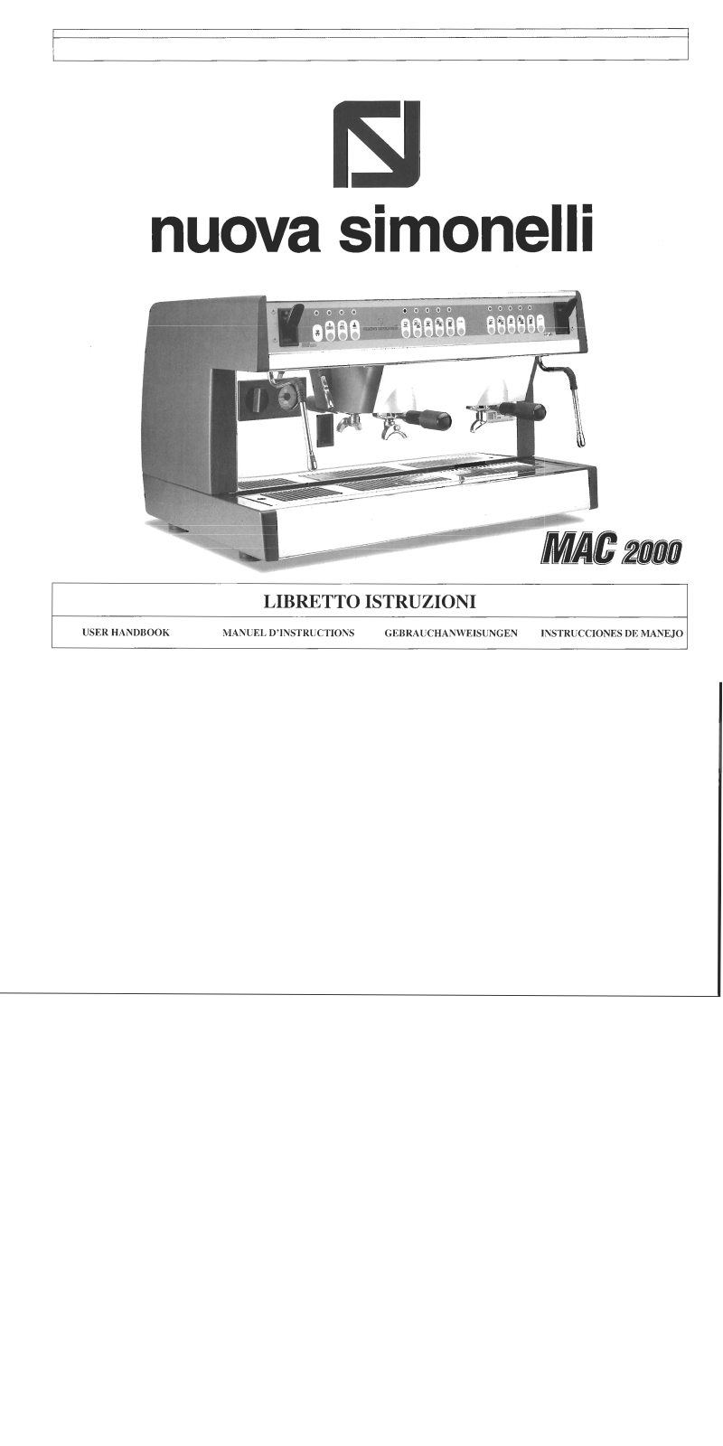 Nuova Simonelli USA Mac 2000 3 Group Installation Manual