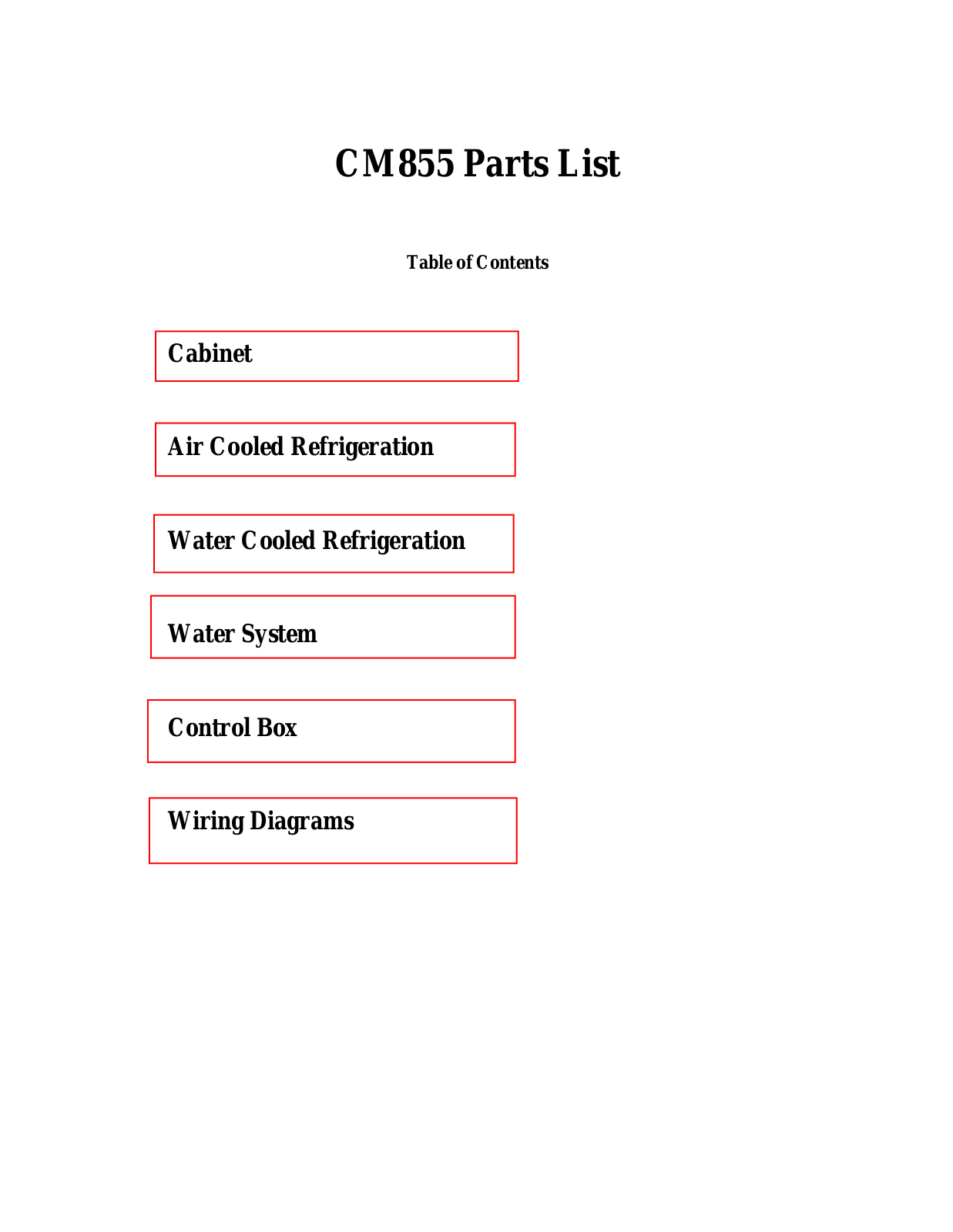 Scotsman CM855 Parts Manual