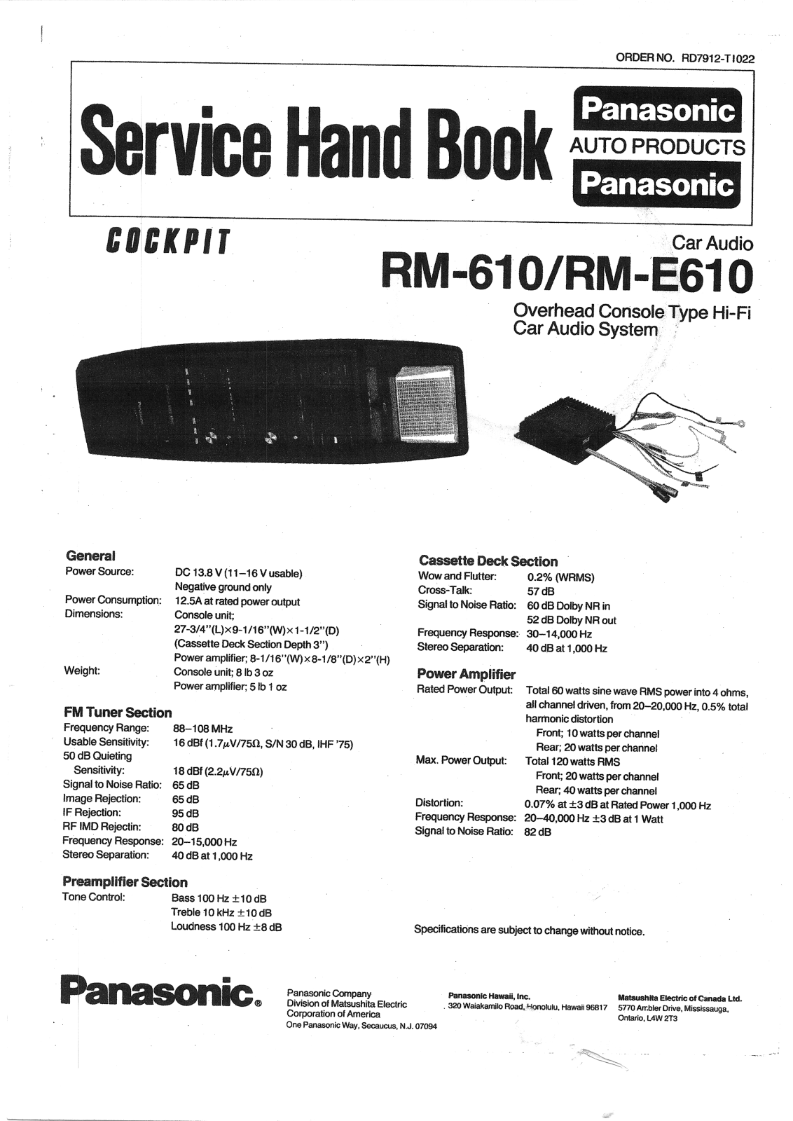 Panasonic rm 610, rm e610 schematic